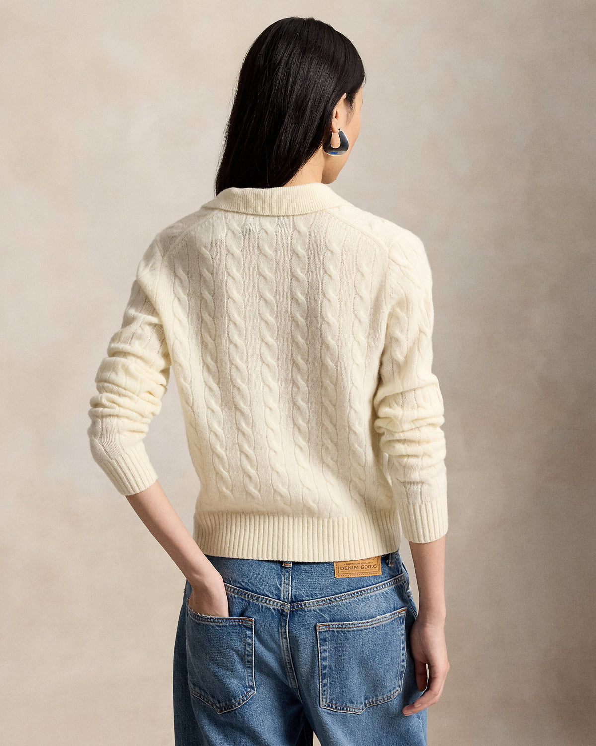 Ralph Lauren CableKnit WoolCashmere Polo Sweater