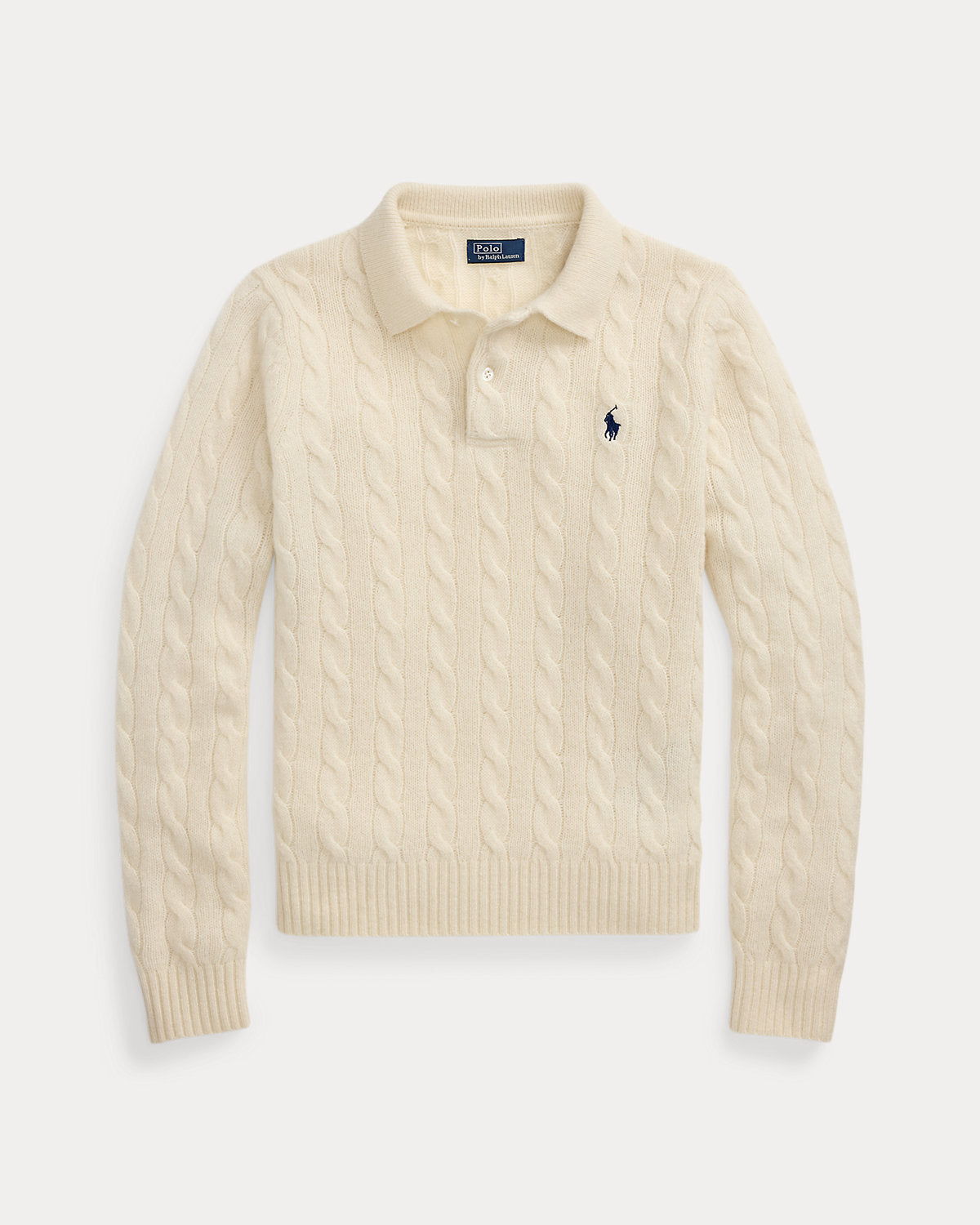 Ralph Lauren CableKnit WoolCashmere Polo Sweater
