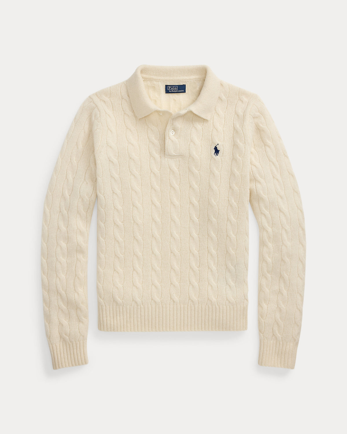 Ralph Lauren CableKnit WoolCashmere Polo Sweater