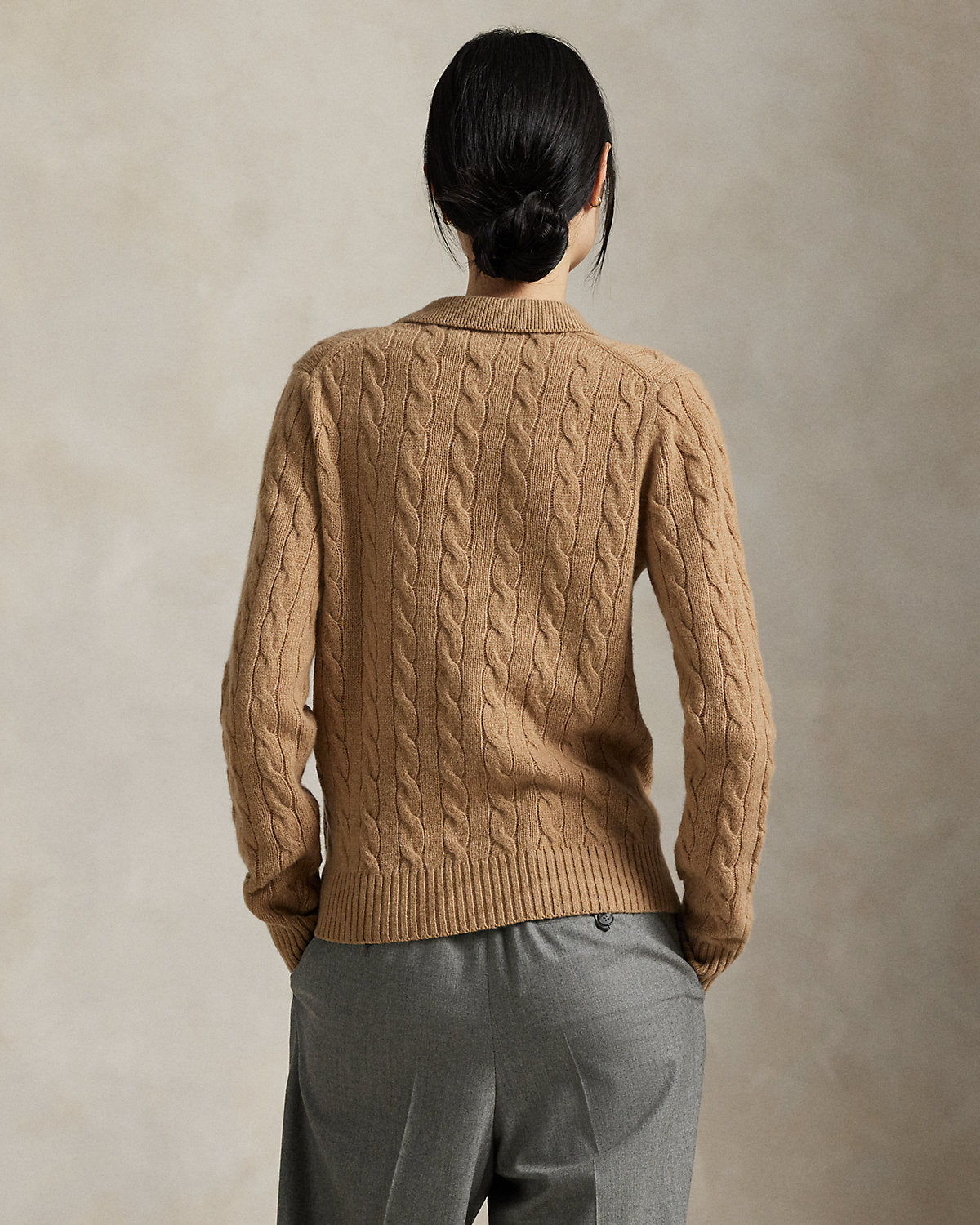 Ralph Lauren CableKnit WoolCashmere Polo Sweater