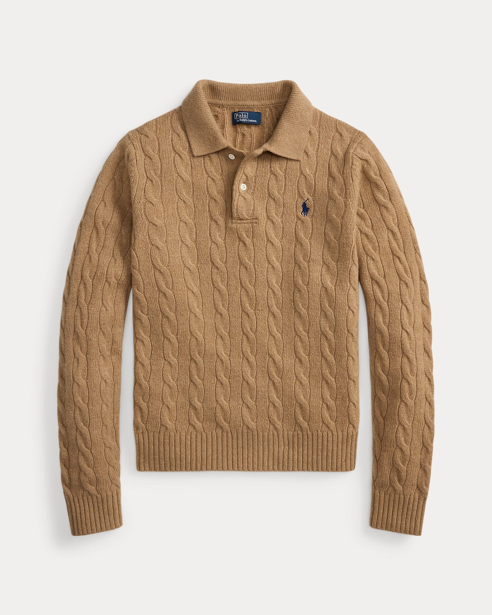 Ralph Lauren CableKnit WoolCashmere Polo Sweater