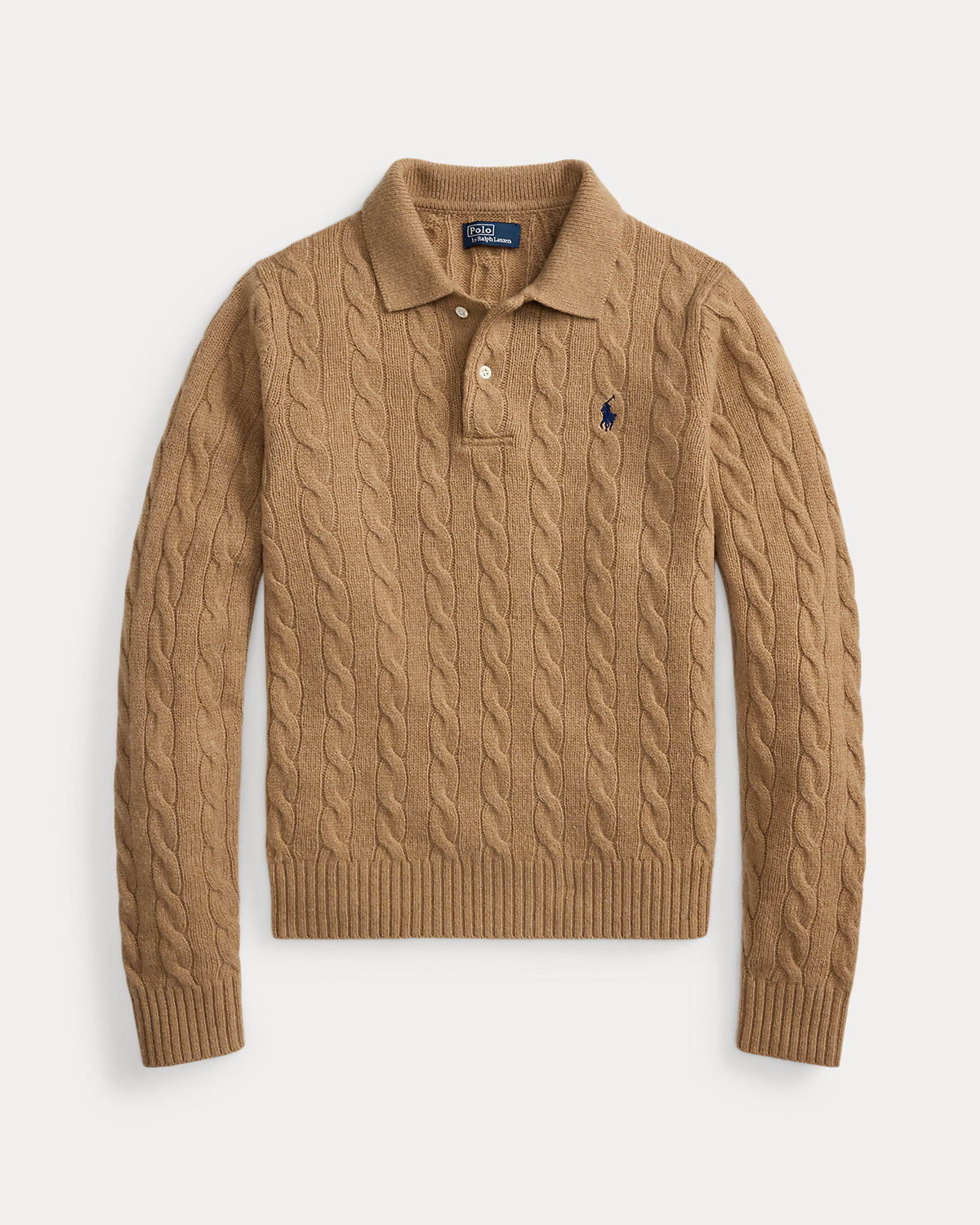 Ralph Lauren CableKnit WoolCashmere Polo Sweater