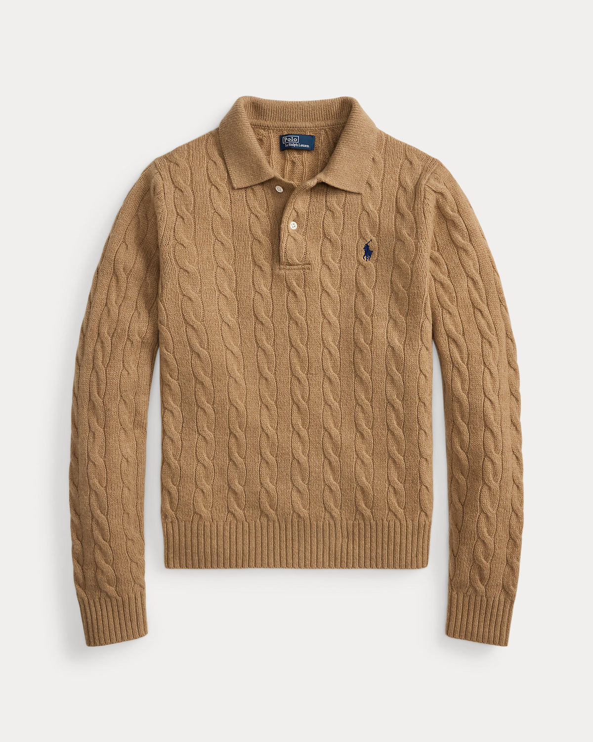 Ralph Lauren CableKnit WoolCashmere Polo Sweater