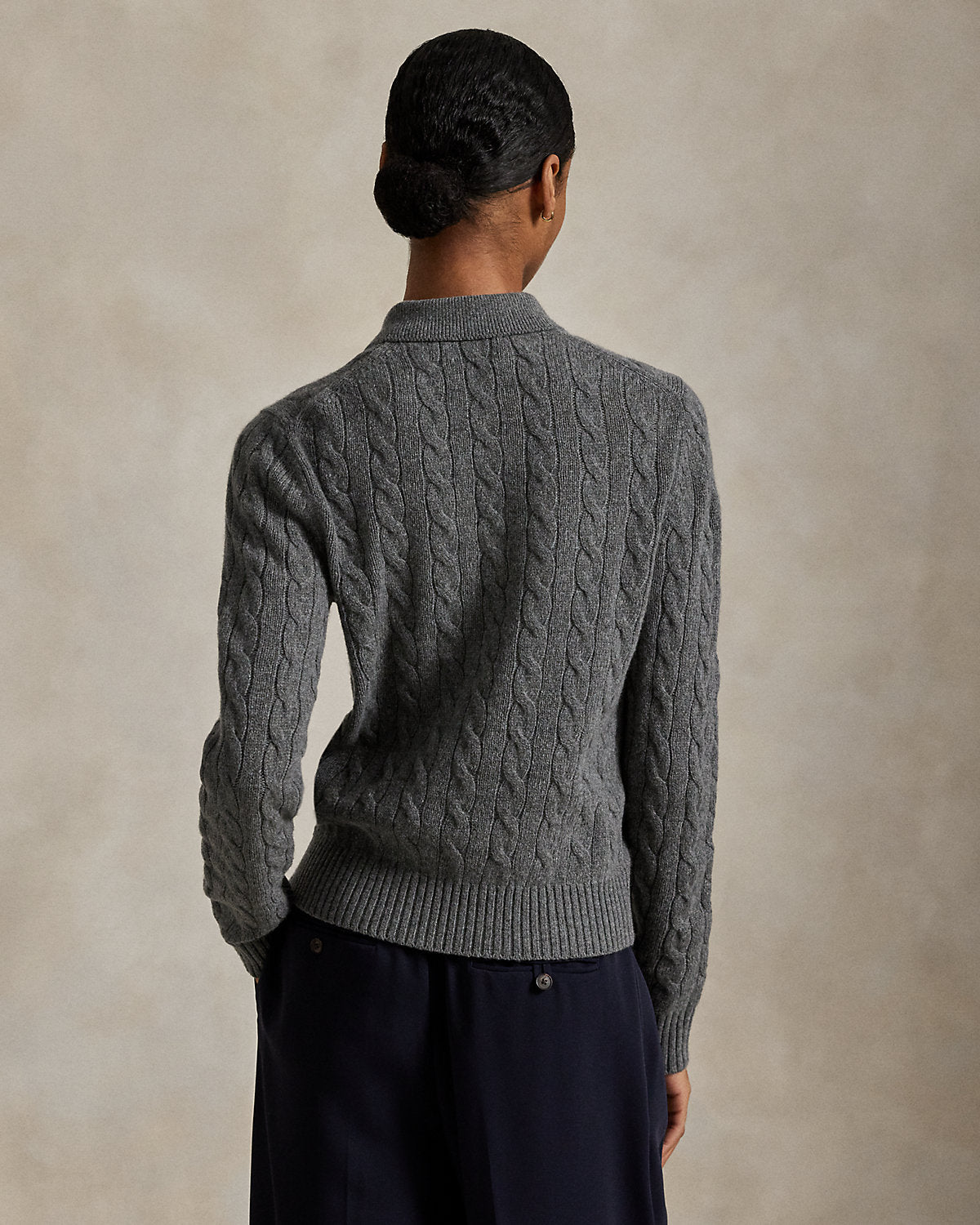 Ralph Lauren CableKnit WoolCashmere Polo Sweater