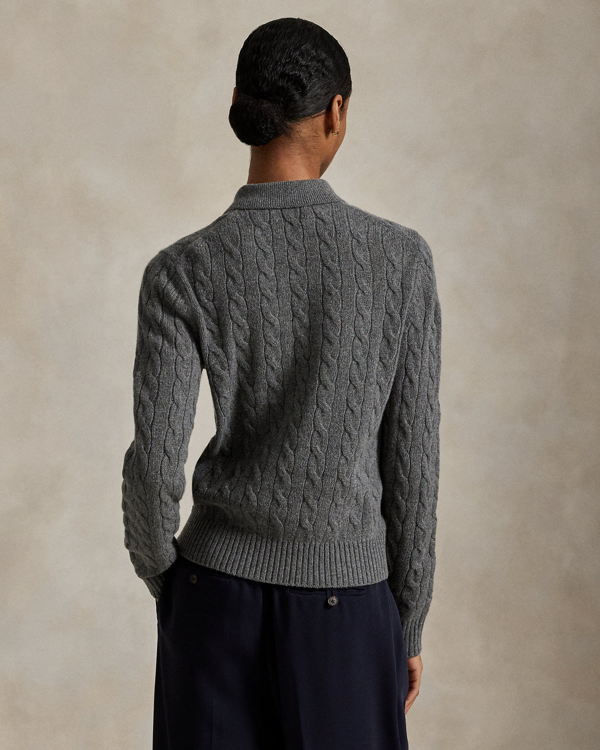 Ralph Lauren CableKnit WoolCashmere Polo Sweater