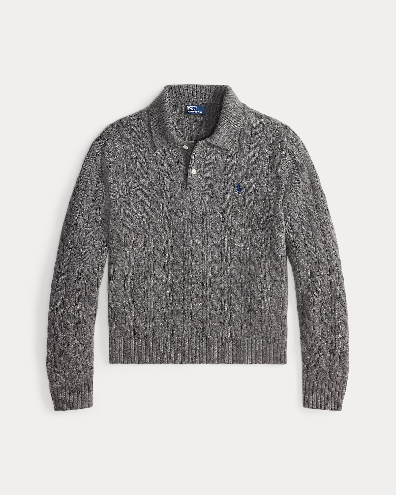 Ralph Lauren CableKnit WoolCashmere Polo Sweater