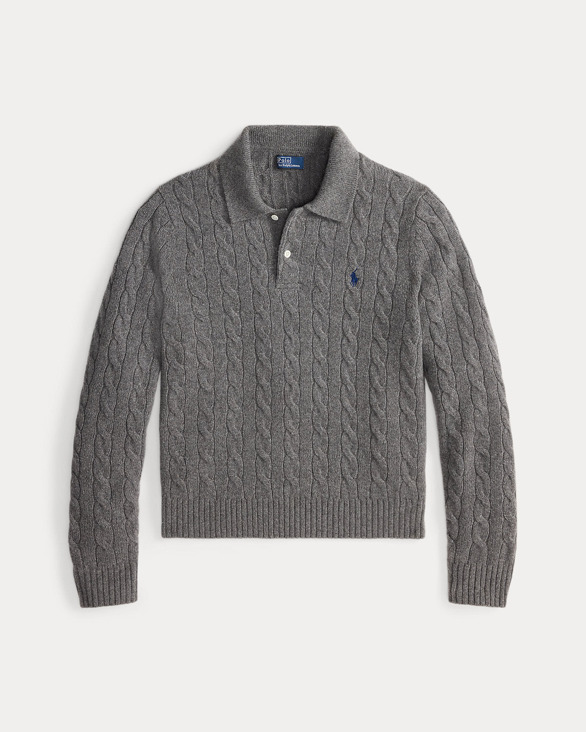 Ralph Lauren CableKnit WoolCashmere Polo Sweater