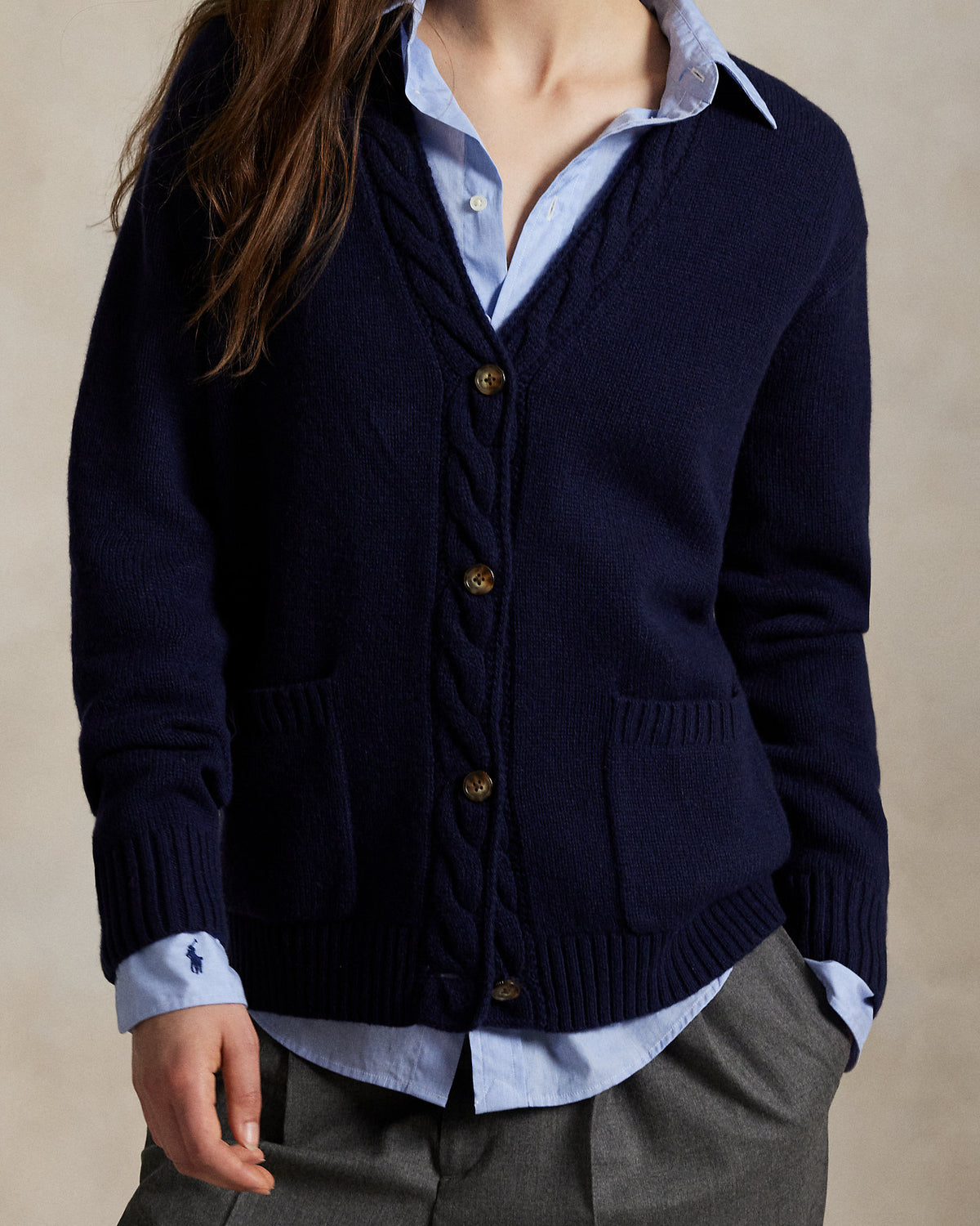 Ralph Lauren CableTrim WoolCashmere Cardigan