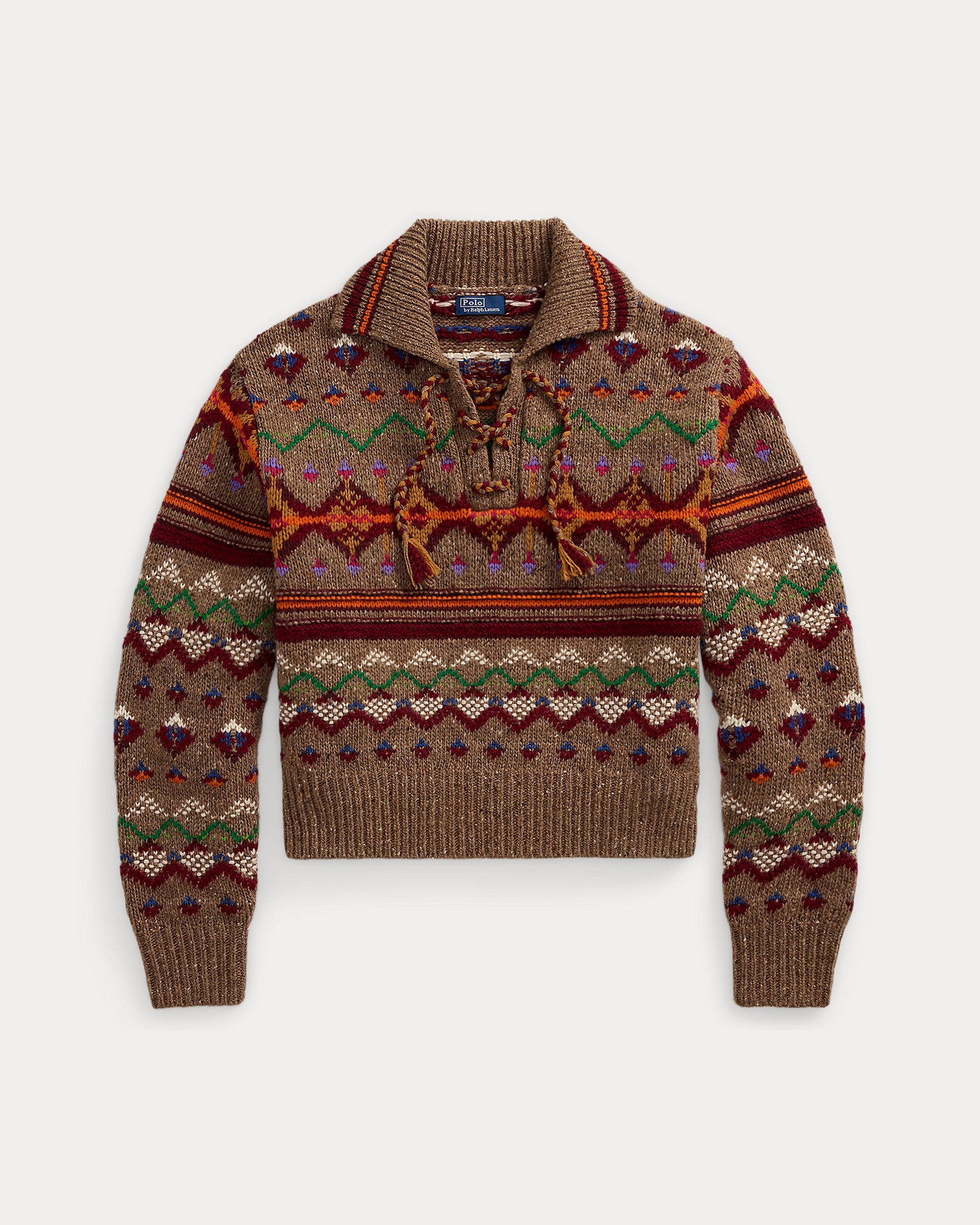 Ralph Lauren Fair Isle LaceUp Wool Sweater