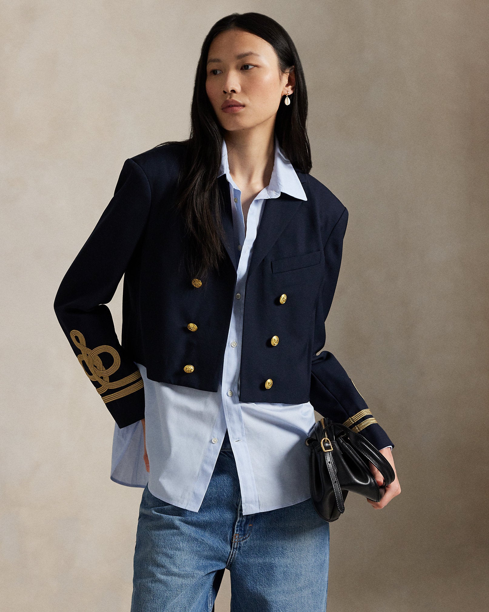 Ralph Lauren DoubleBreasted Cropped Wool Jacket