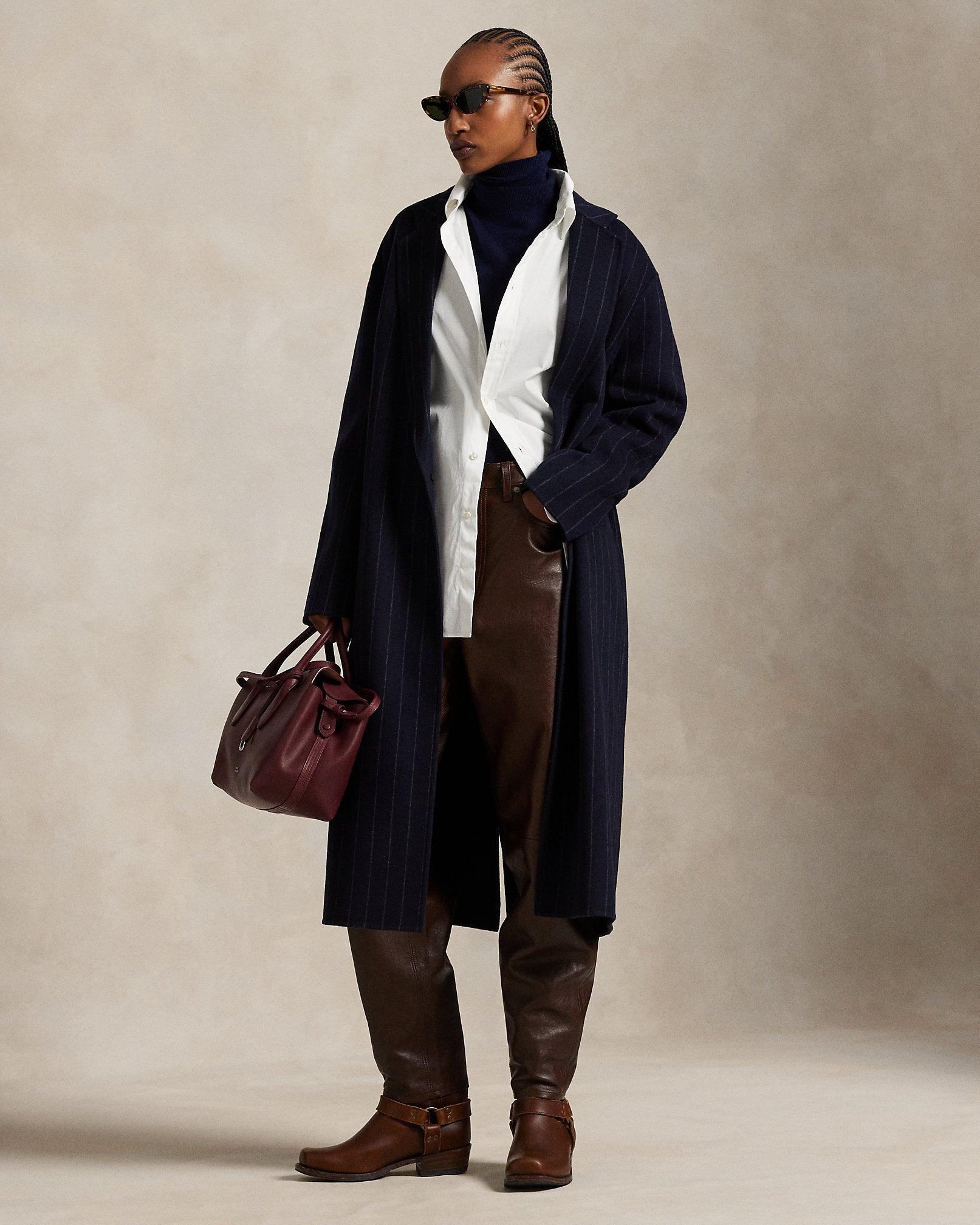 Ralph Lauren Pinstripe DoubleFaced Wool Overcoat