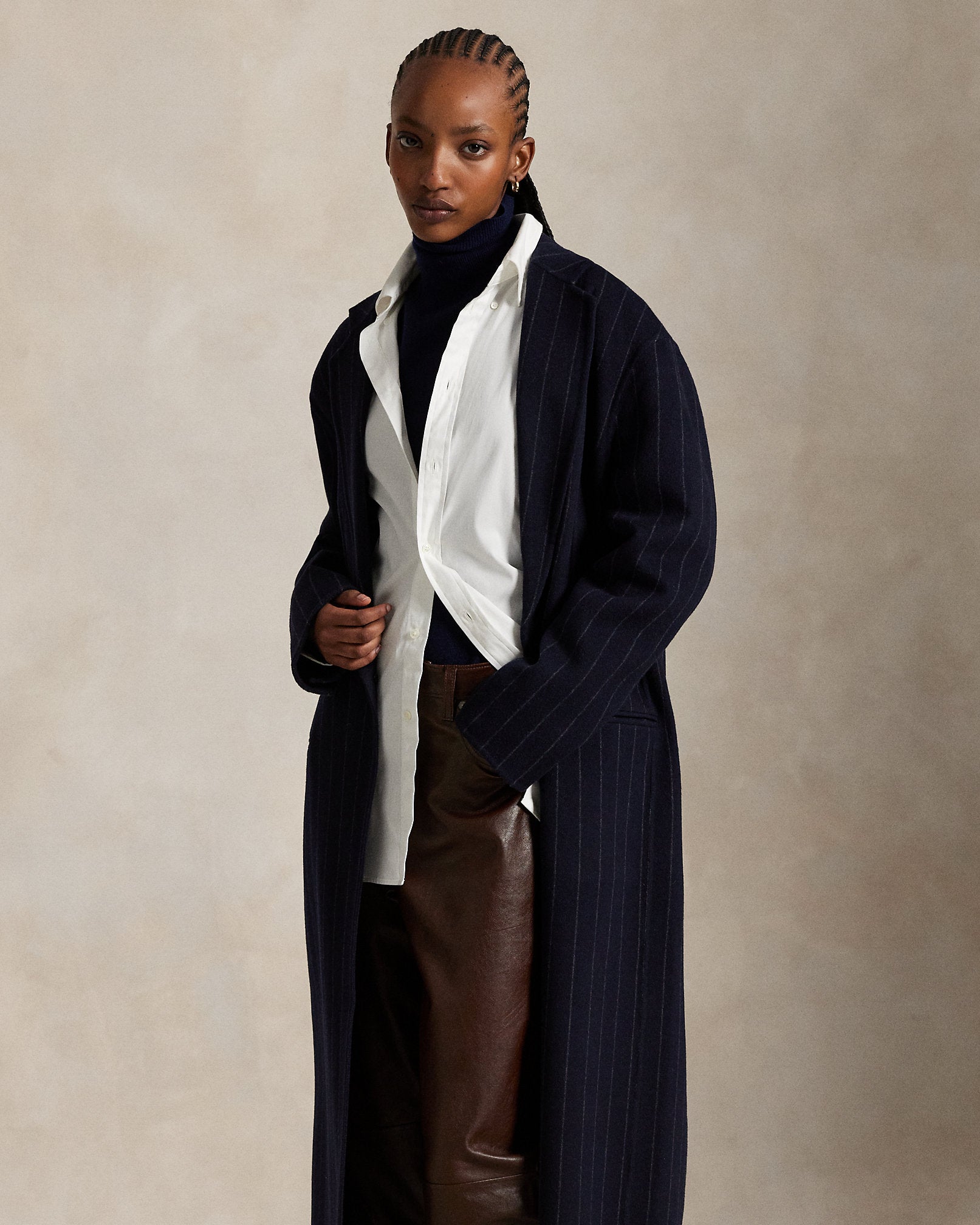Ralph Lauren Pinstripe DoubleFaced Wool Overcoat