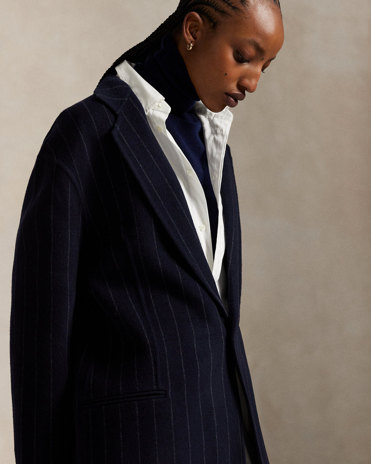 Ralph Lauren Pinstripe DoubleFaced Wool Overcoat