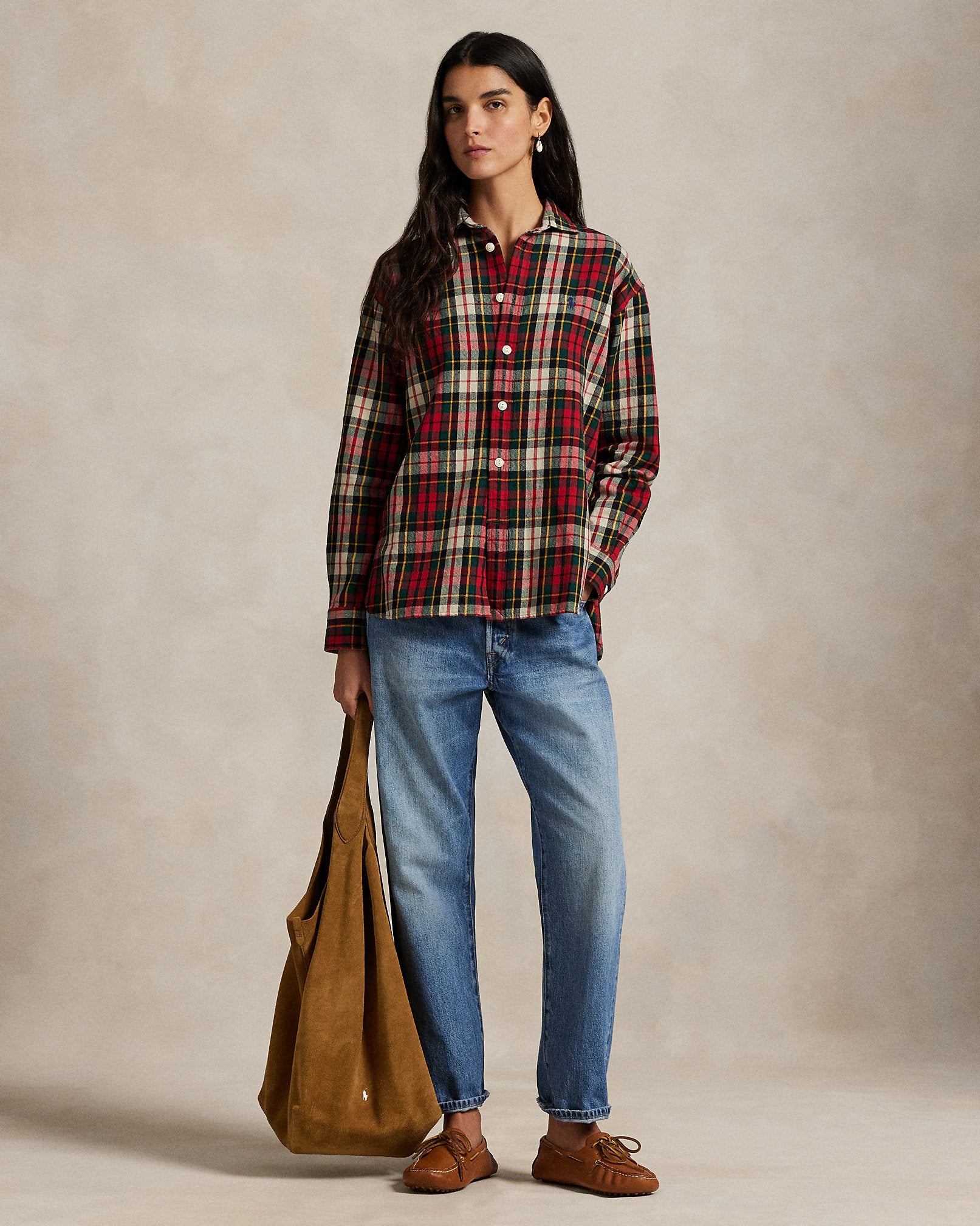Ralph Lauren Relaxed Fit Plaid Cotton Twill Shirt