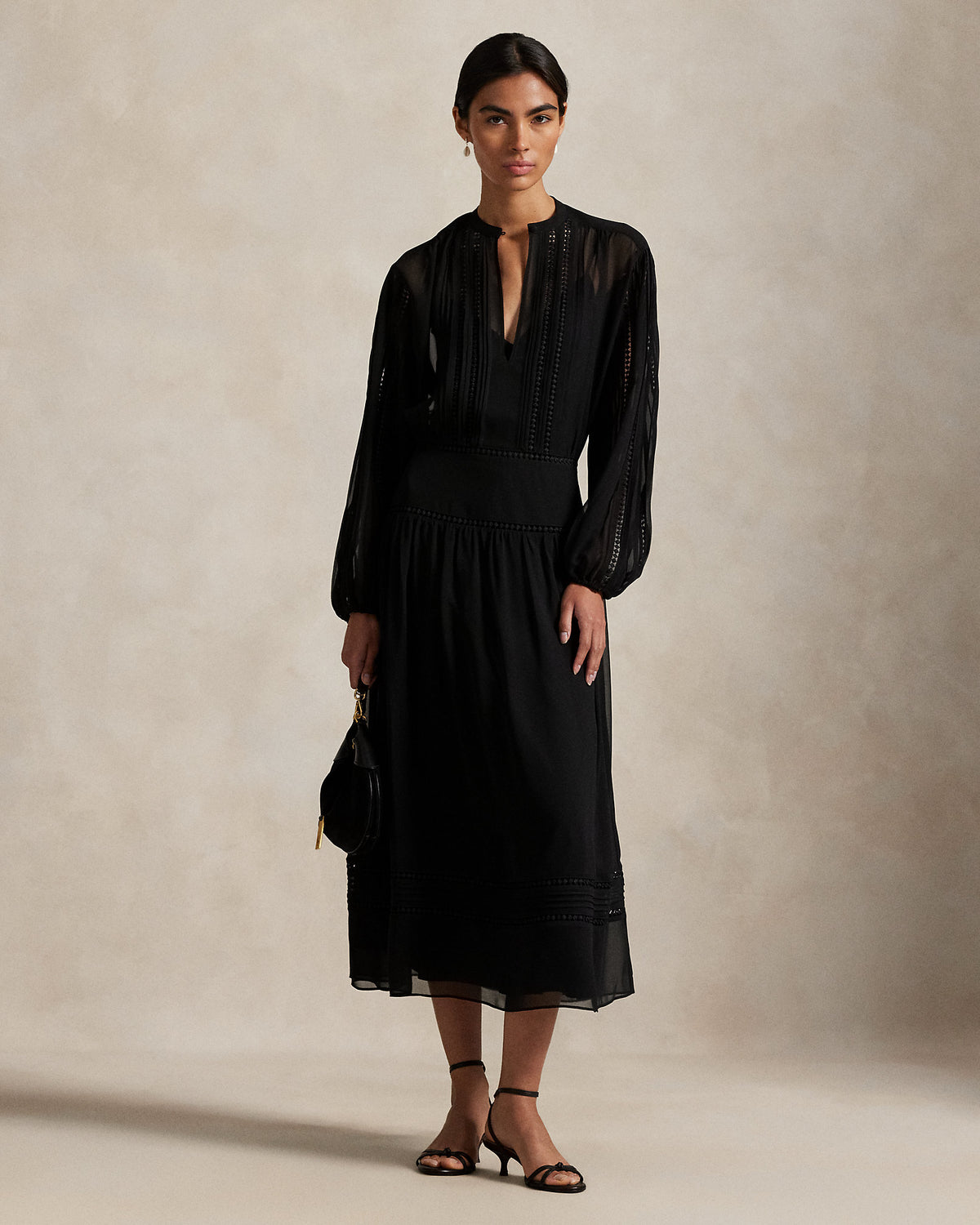 Ralph Lauren LaceTrim Georgette Dress