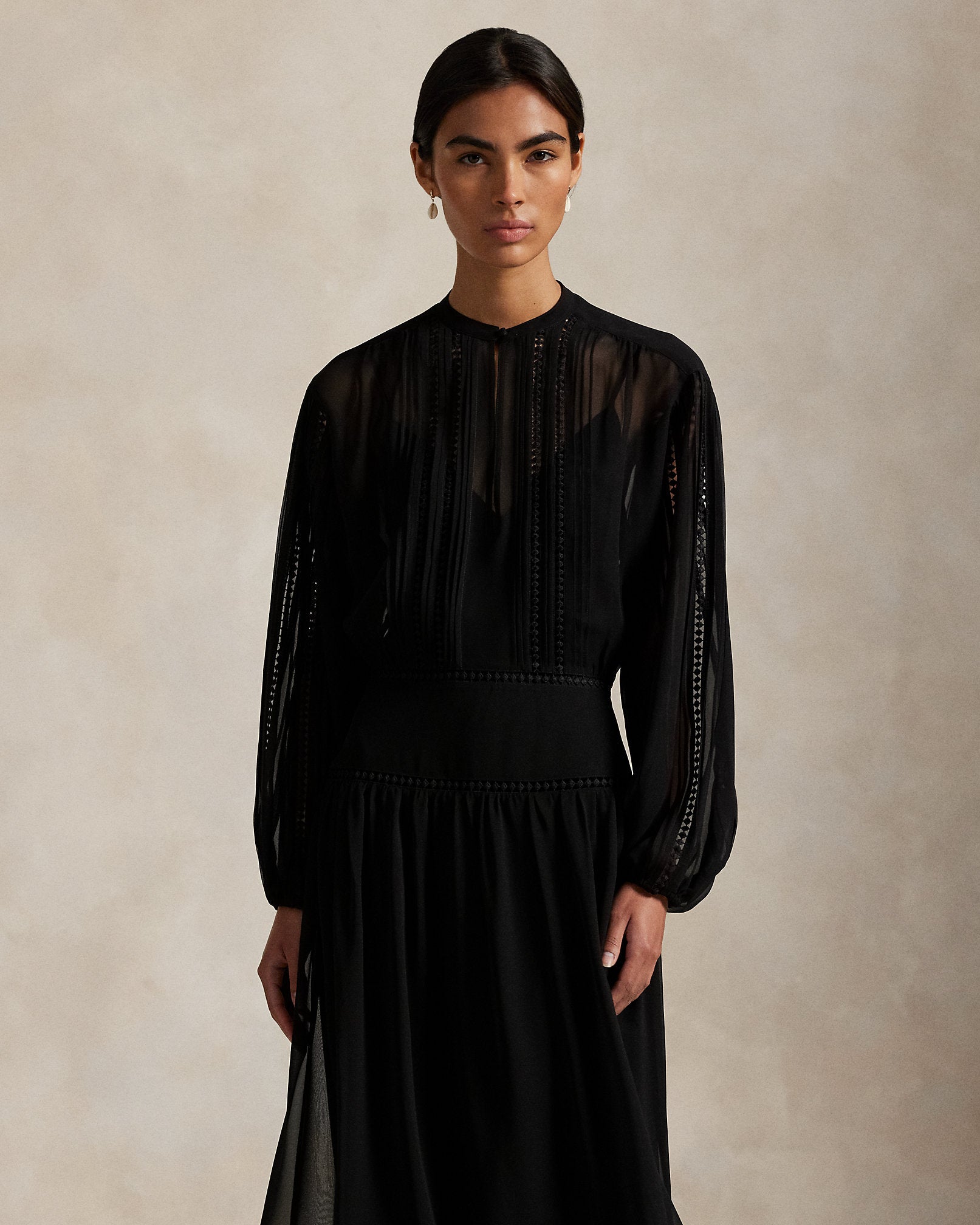 Ralph Lauren LaceTrim Georgette Dress