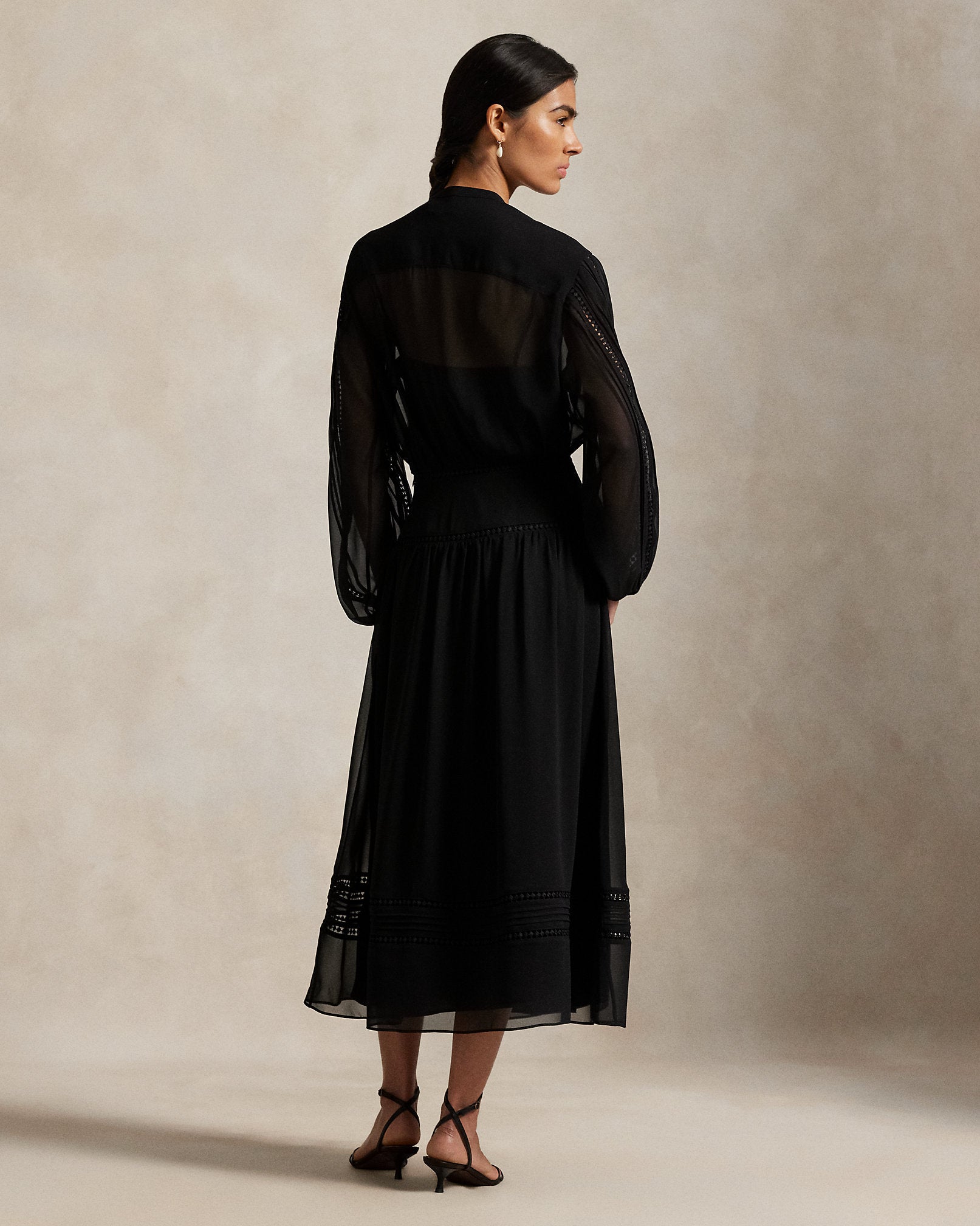 Ralph Lauren LaceTrim Georgette Dress