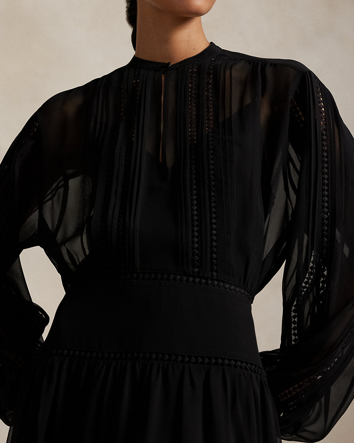 Ralph Lauren LaceTrim Georgette Dress
