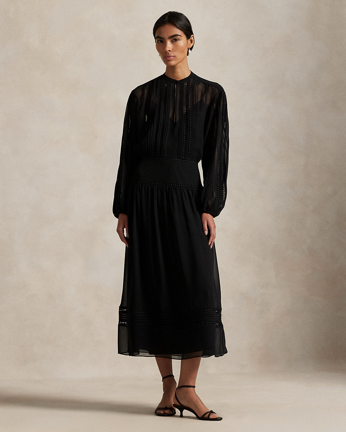 Ralph Lauren LaceTrim Georgette Dress