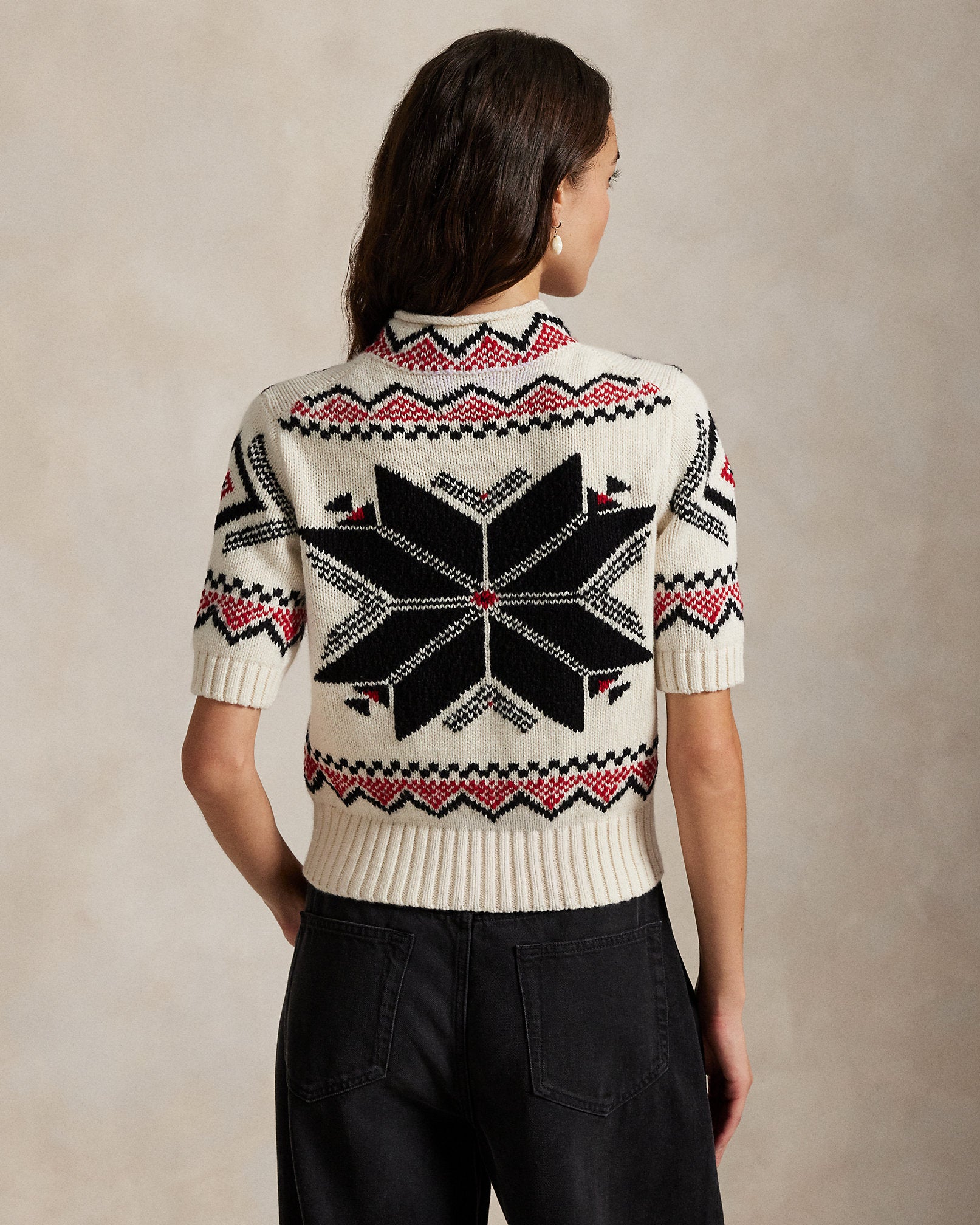 Ralph Lauren Snowflake Mockneck ShortSleeve Sweater