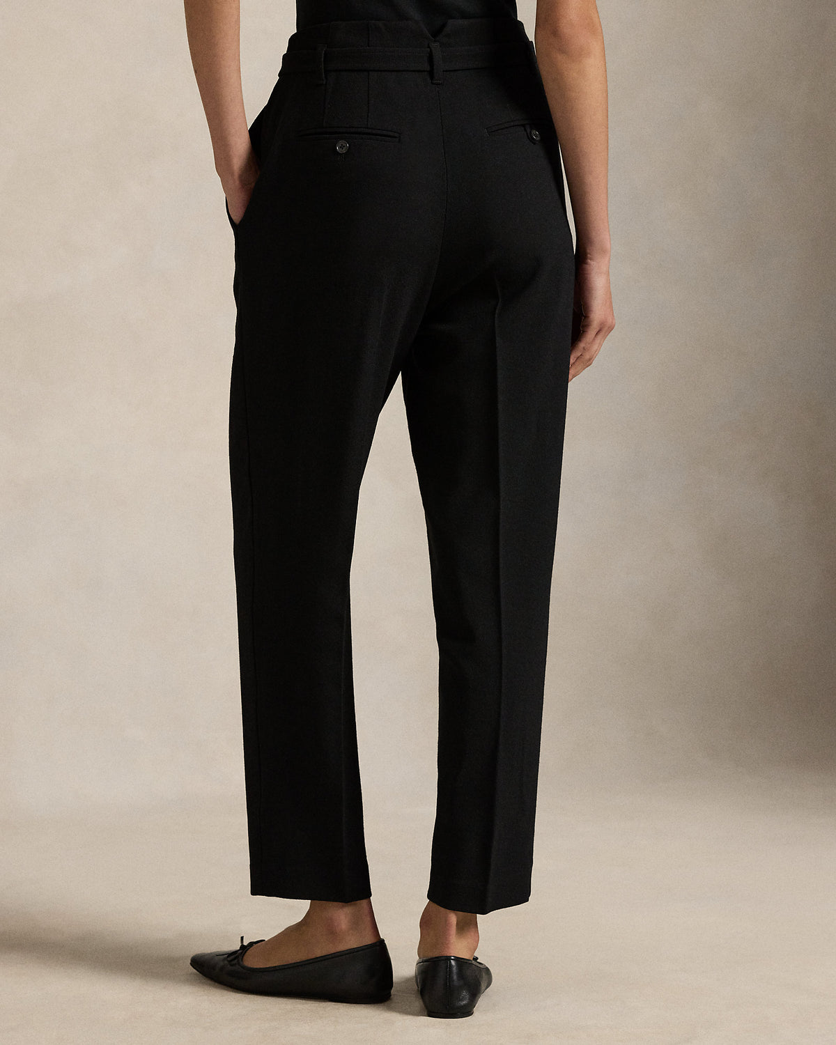 Ralph Lauren Belted Wool Pleated Tapered Pant