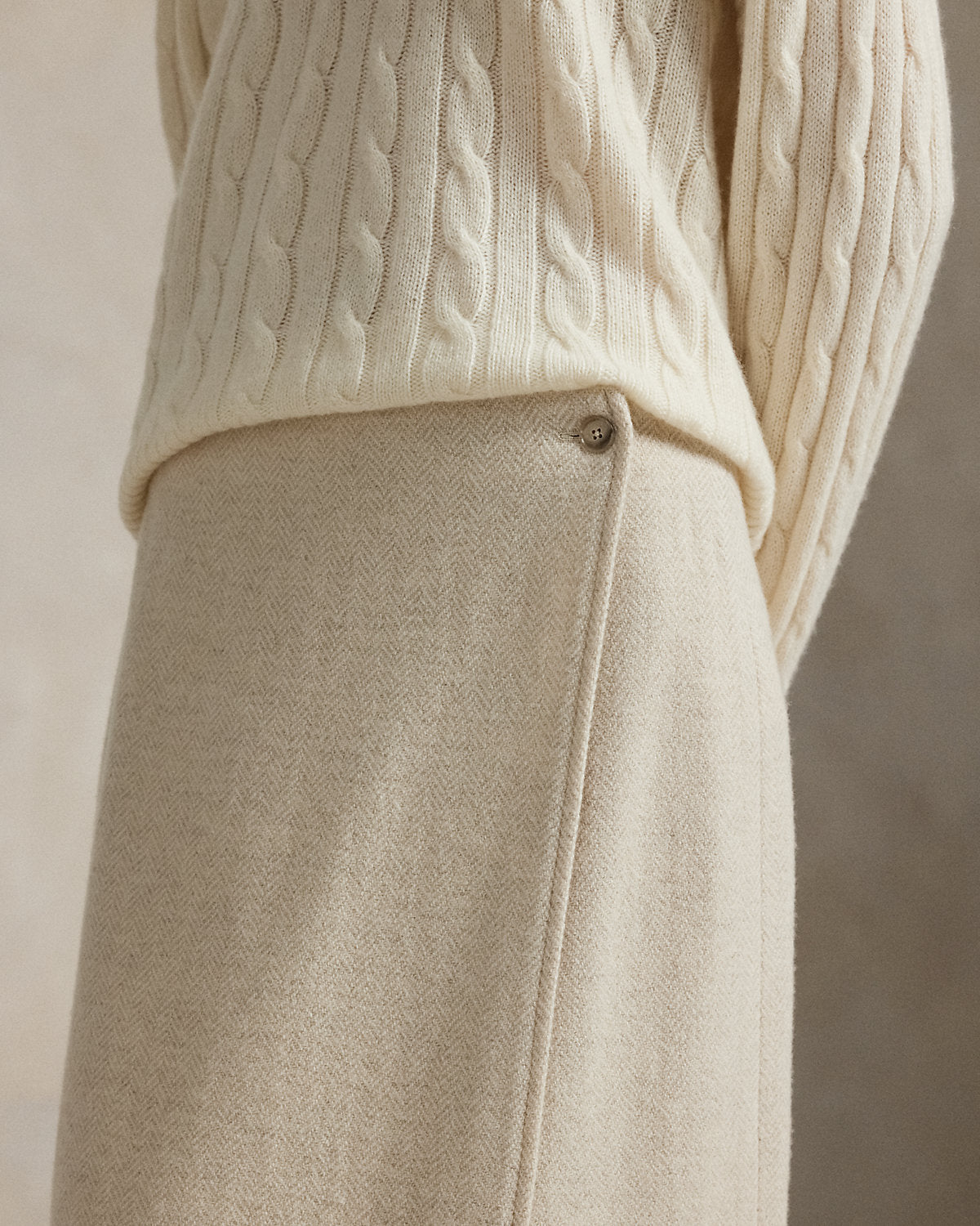 Ralph Lauren Fringe Herringbone Wrap Skirt