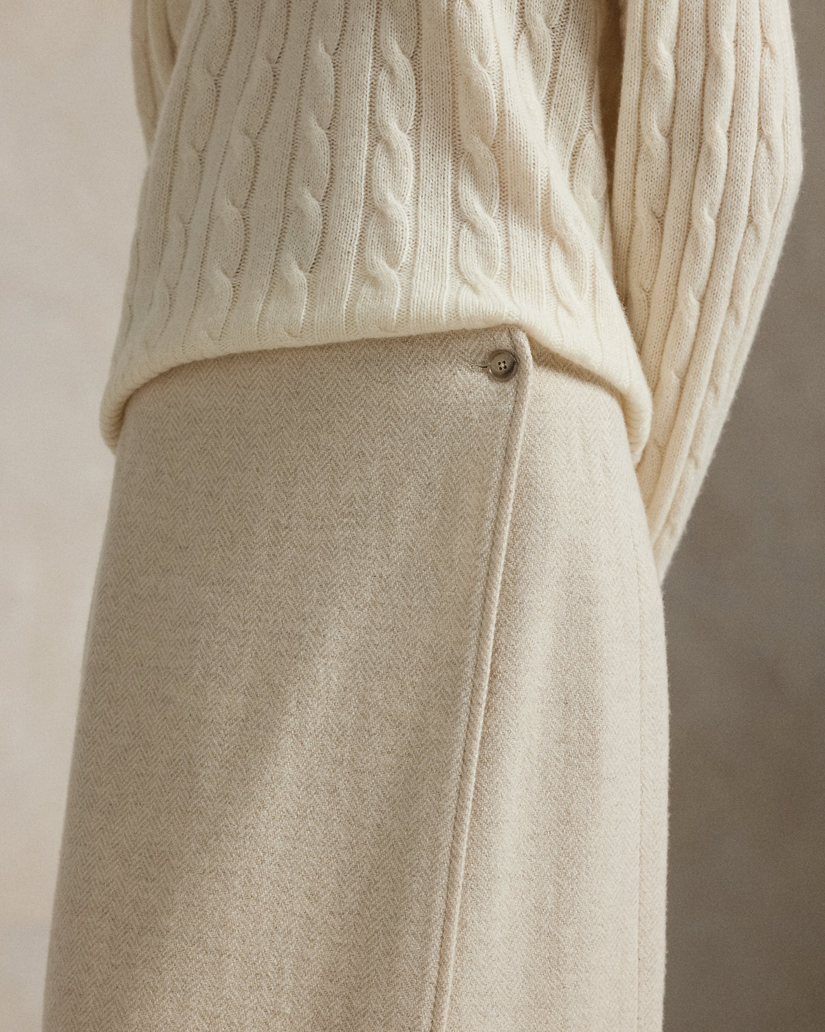 Ralph Lauren Fringe Herringbone Wrap Skirt