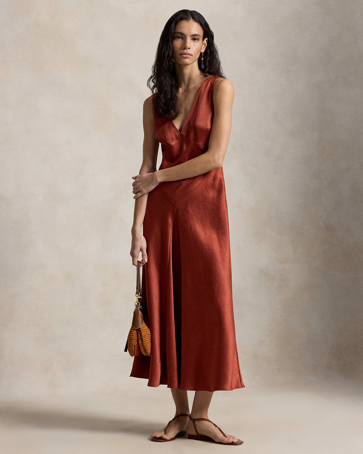 Ralph Lauren Satin Paneled Dress