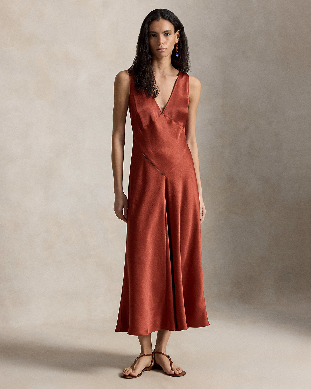 Ralph Lauren Satin Paneled Dress