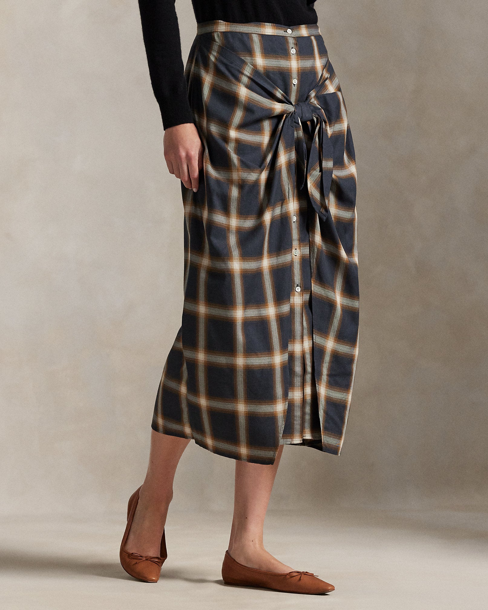 Ralph Lauren Plaid TieFront Skirt