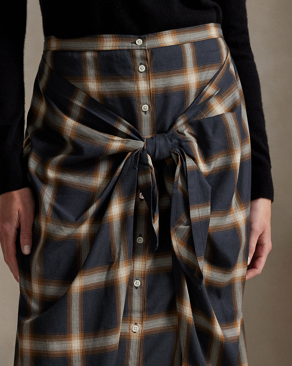 Ralph Lauren Plaid TieFront Skirt