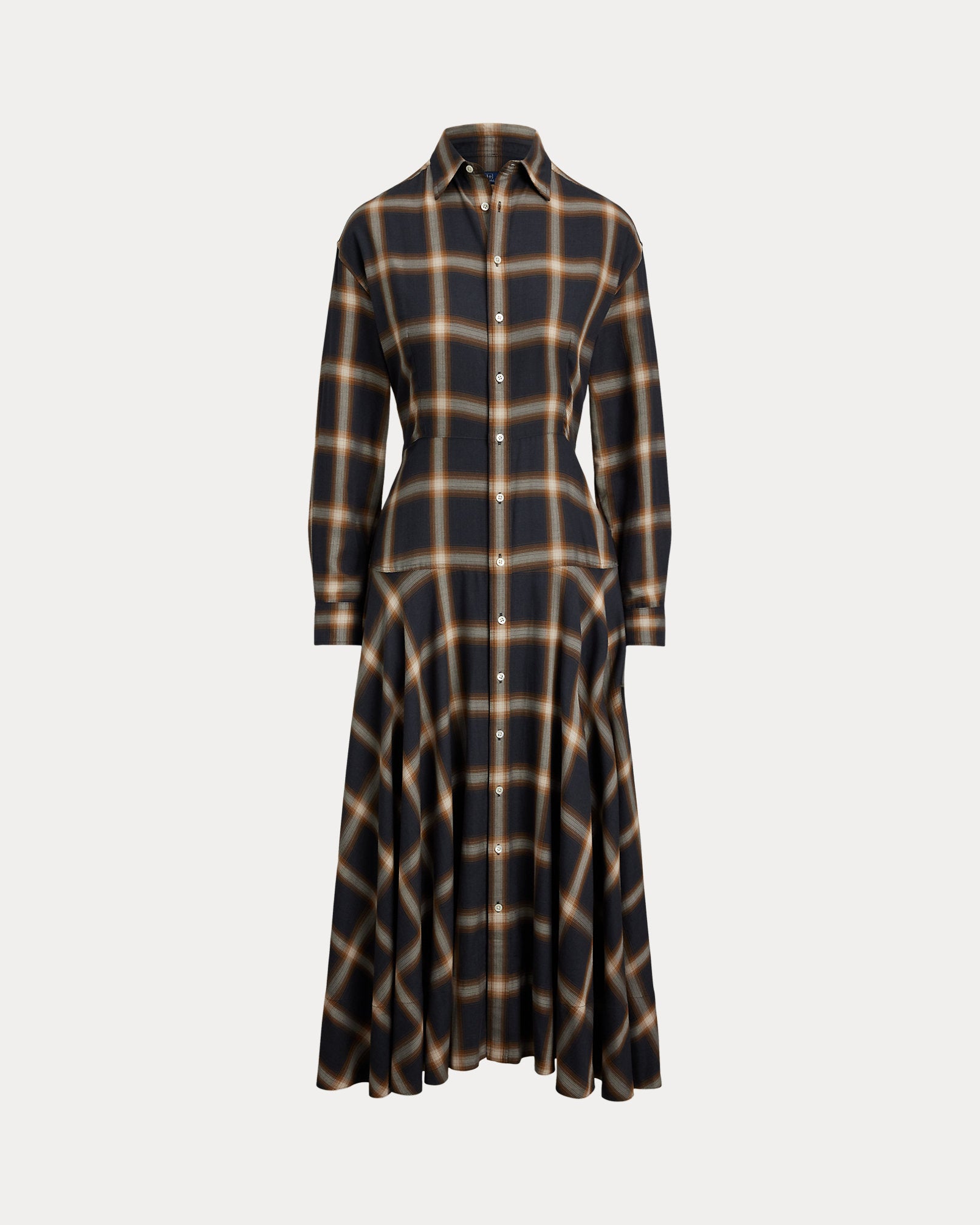 Ralph Lauren Plaid Twill Paneled Shirtdress