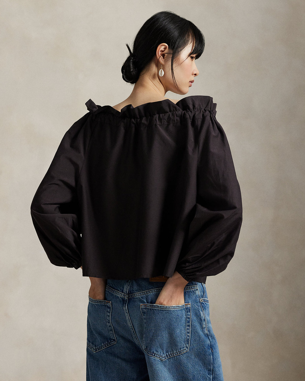 Ralph Lauren OfftheShoulder CottonSilk Blouse