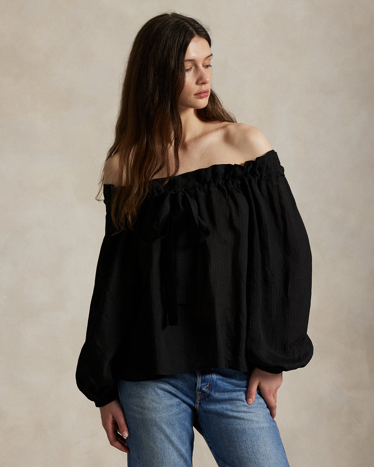 Ralph Lauren RuffleTrim OfftheShoulder Top