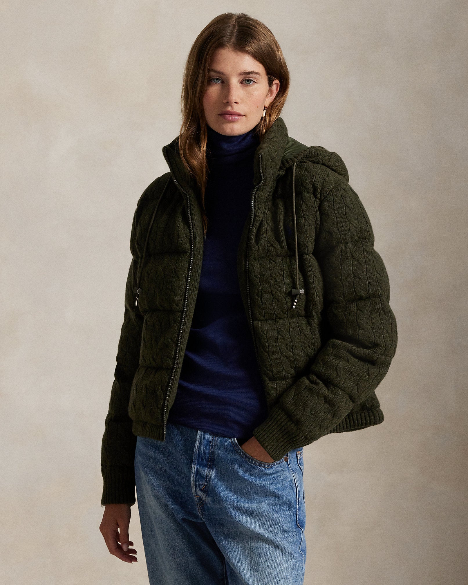 Ralph Lauren CableKnit WoolCashmere Puffer Jacket