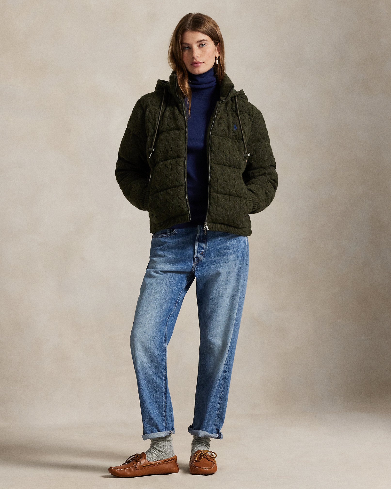Ralph Lauren CableKnit WoolCashmere Puffer Jacket