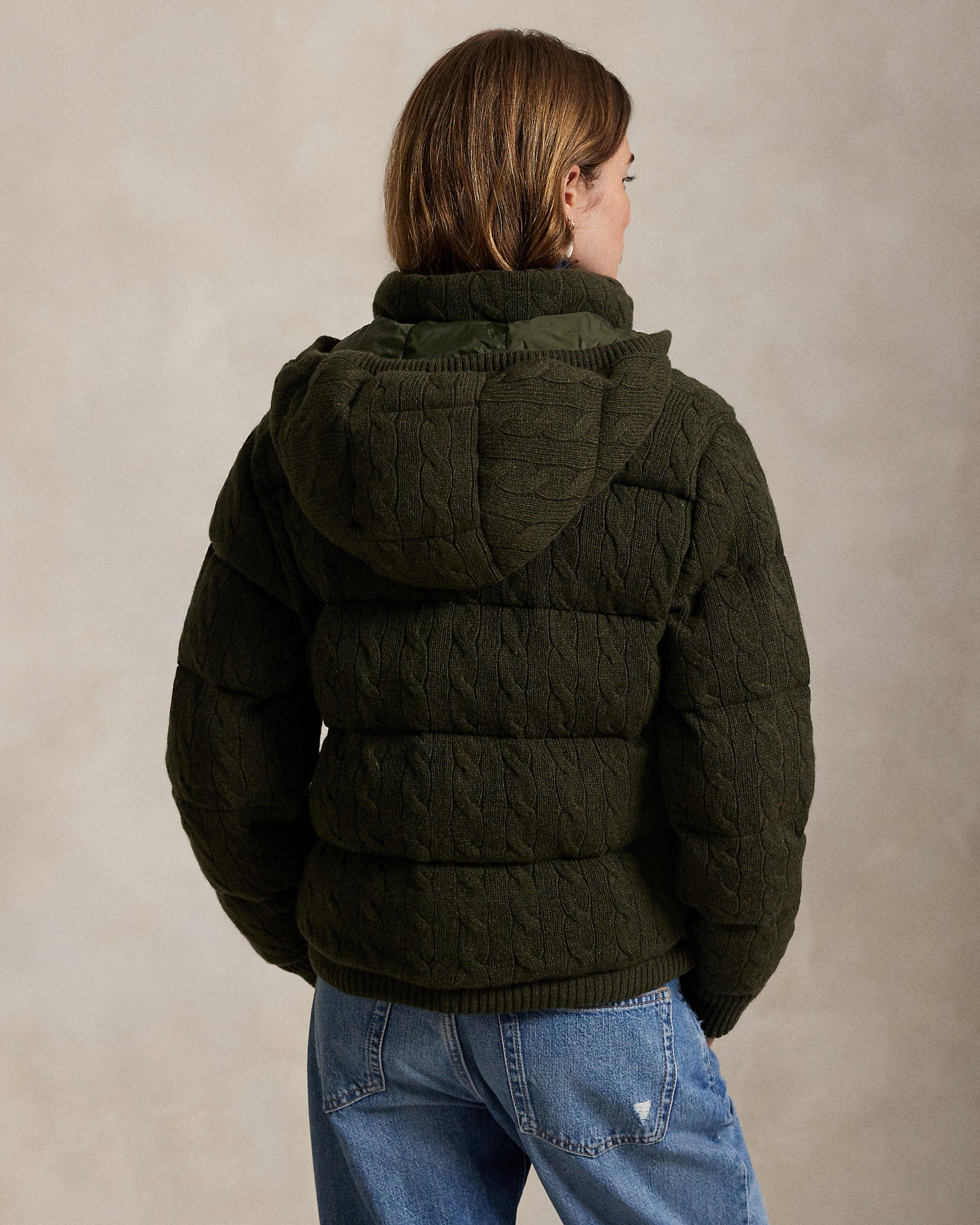 Ralph Lauren CableKnit WoolCashmere Puffer Jacket
