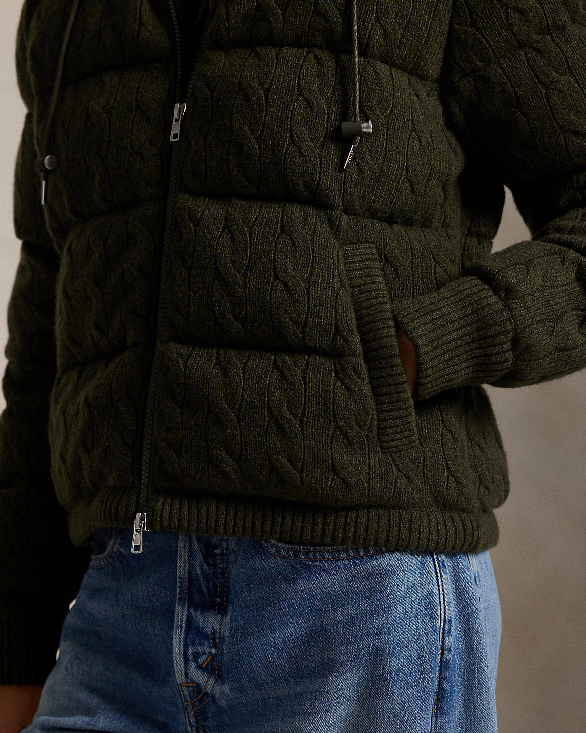 Ralph Lauren CableKnit WoolCashmere Puffer Jacket