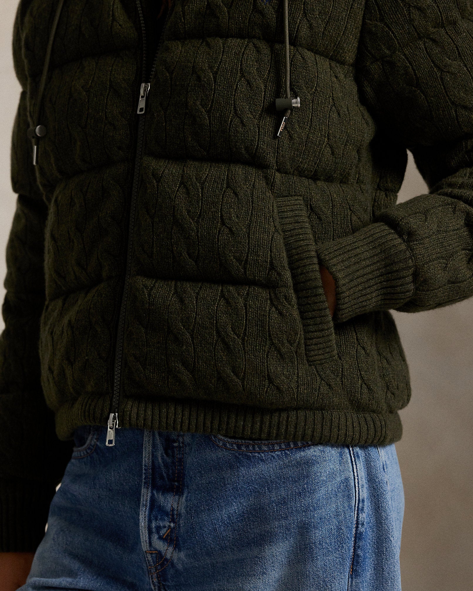Ralph Lauren CableKnit WoolCashmere Puffer Jacket