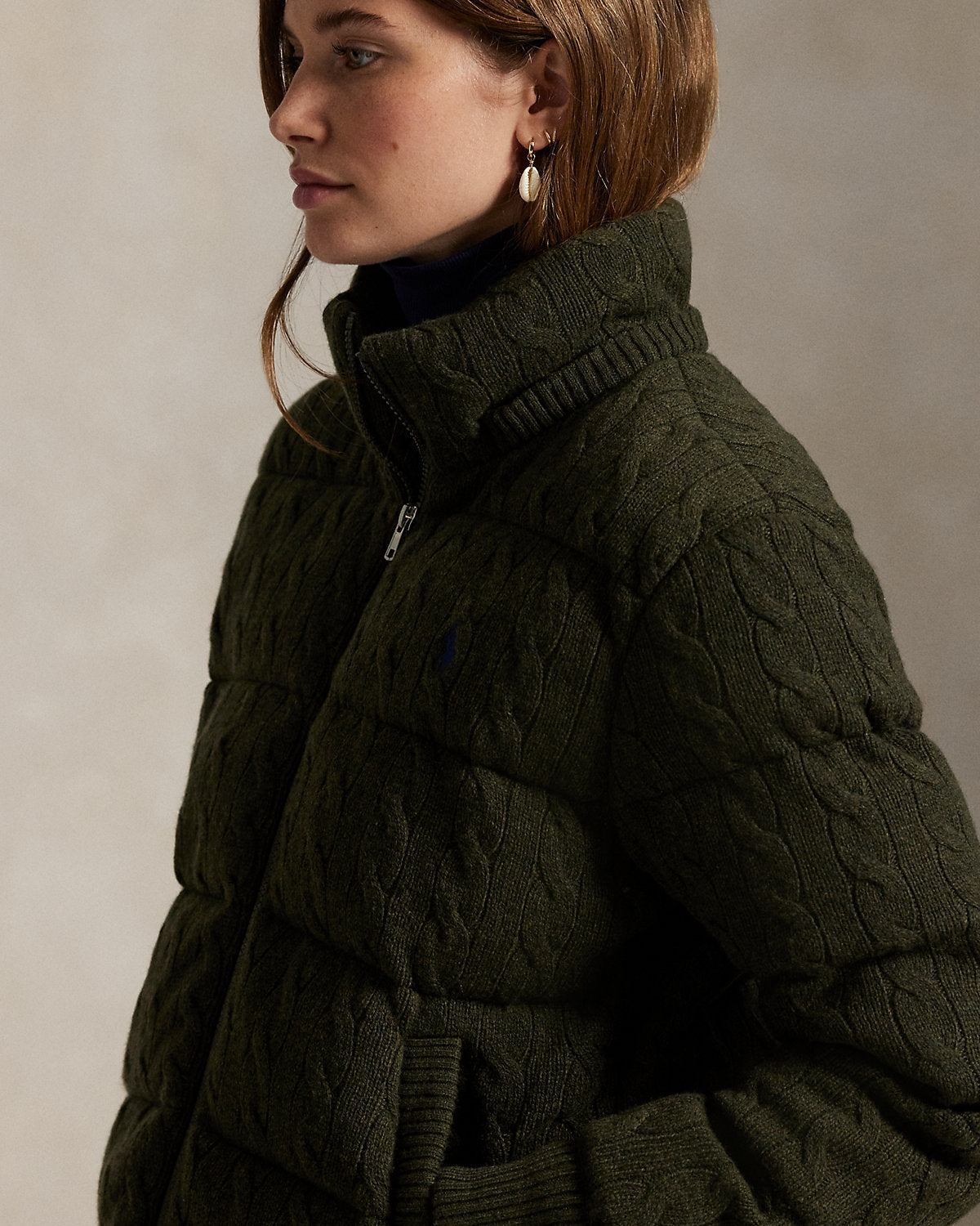 Ralph Lauren CableKnit WoolCashmere Puffer Jacket