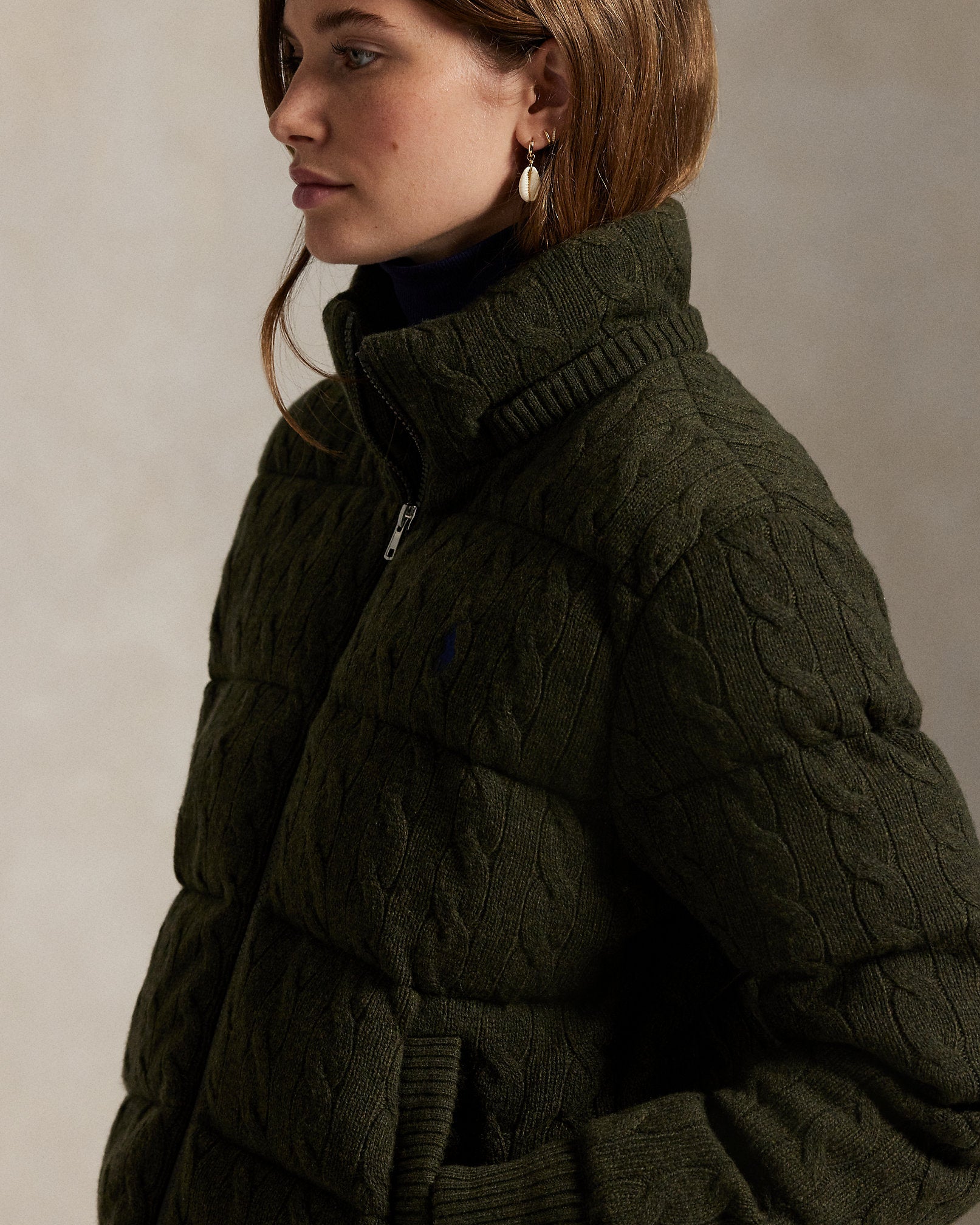 Ralph Lauren CableKnit WoolCashmere Puffer Jacket