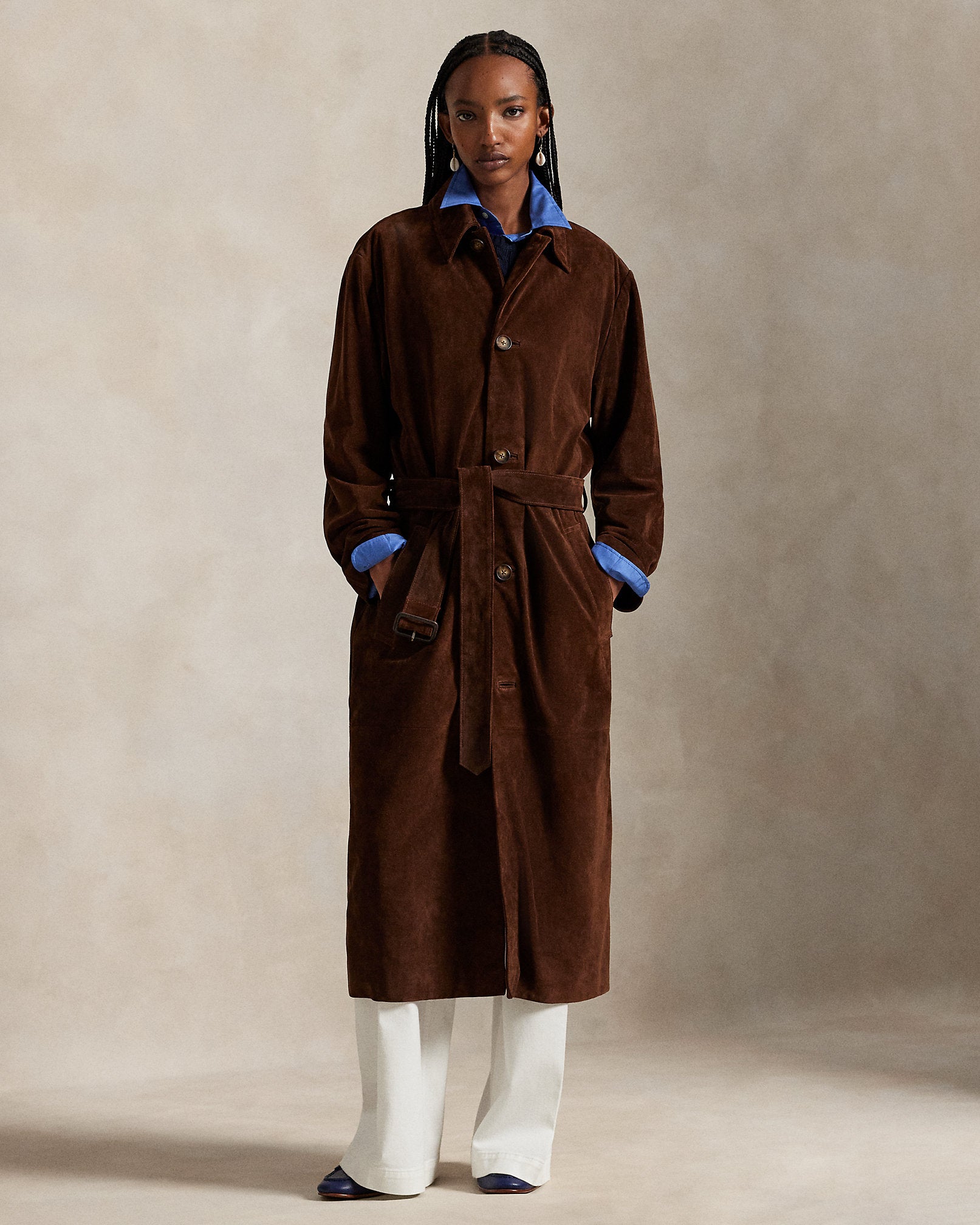 Ralph Lauren Suede Long Car Coat