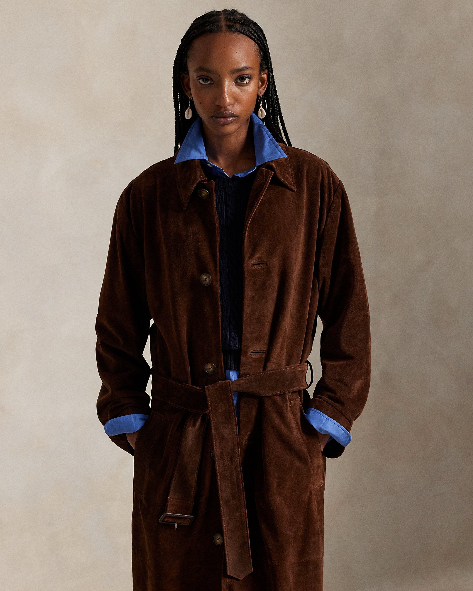 Ralph Lauren Suede Long Car Coat
