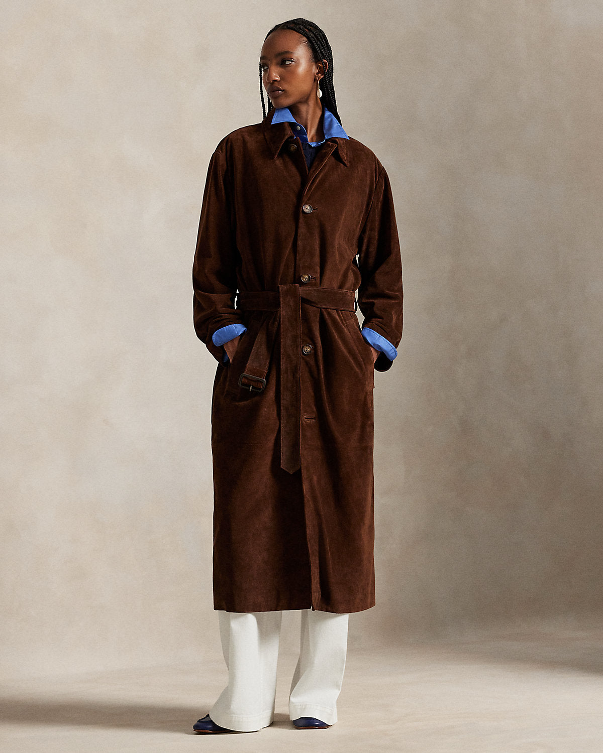 Ralph Lauren Suede Long Car Coat