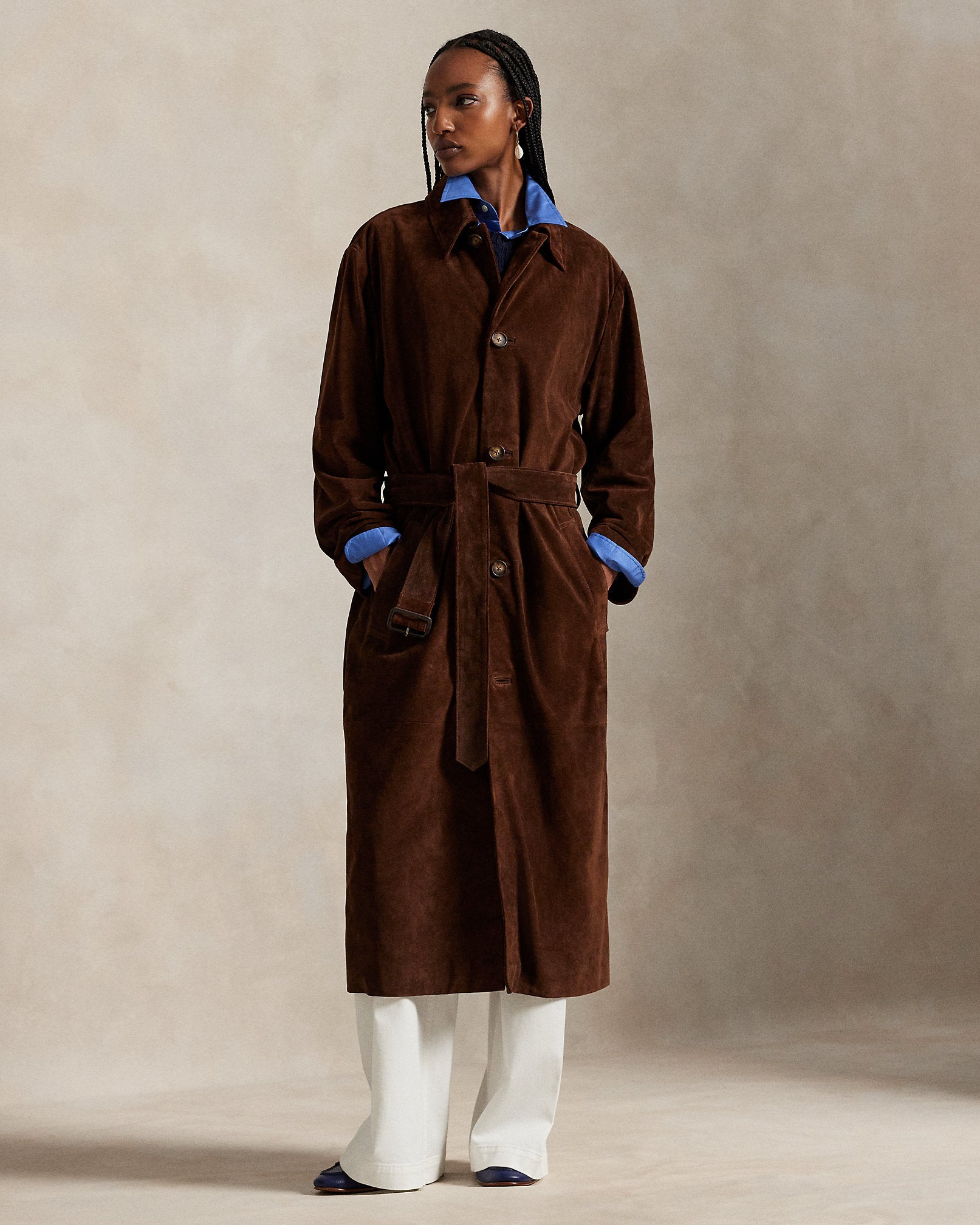 Ralph Lauren Suede Long Car Coat