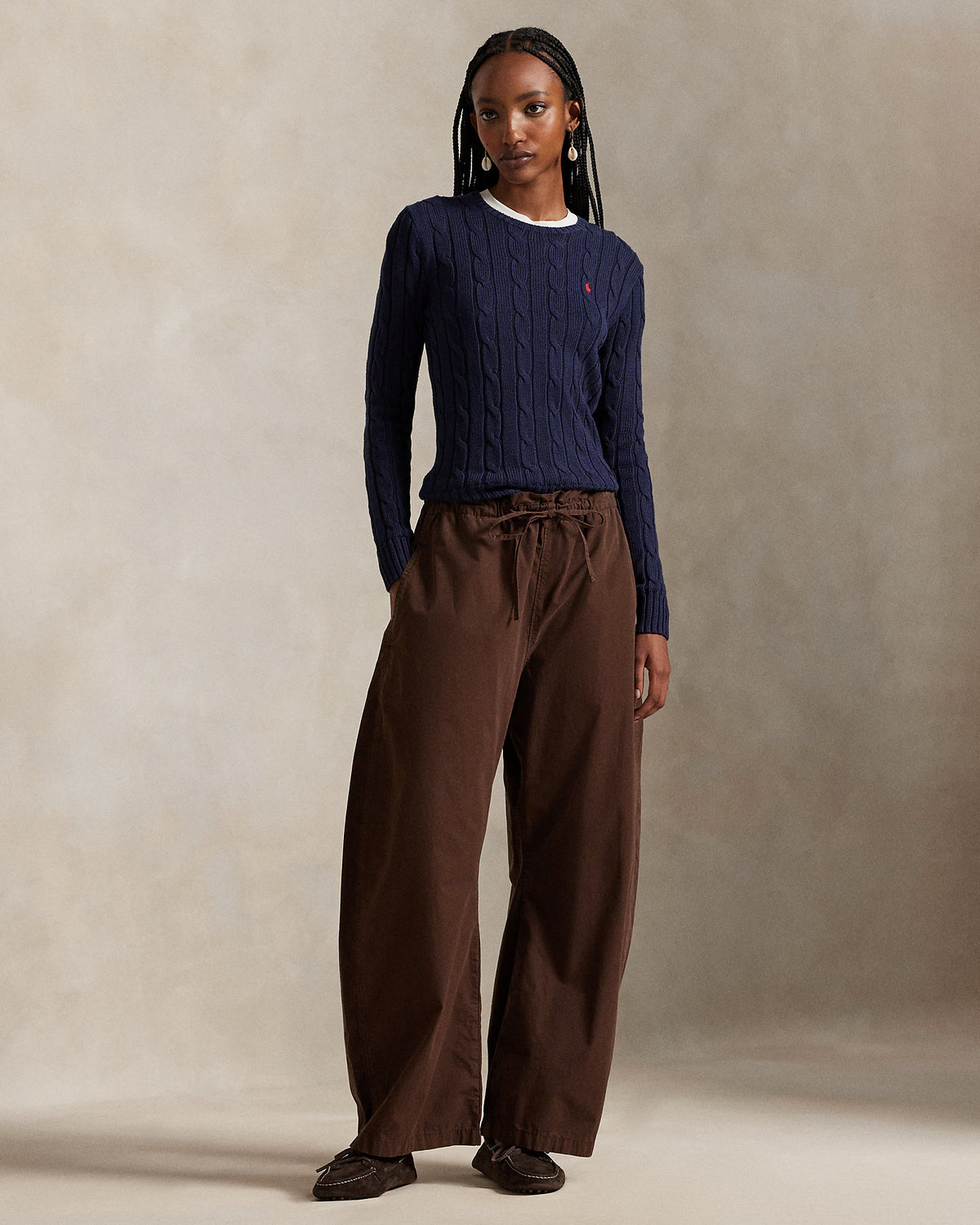 Ralph Lauren Cotton Curved Tapered Drawstring Pant