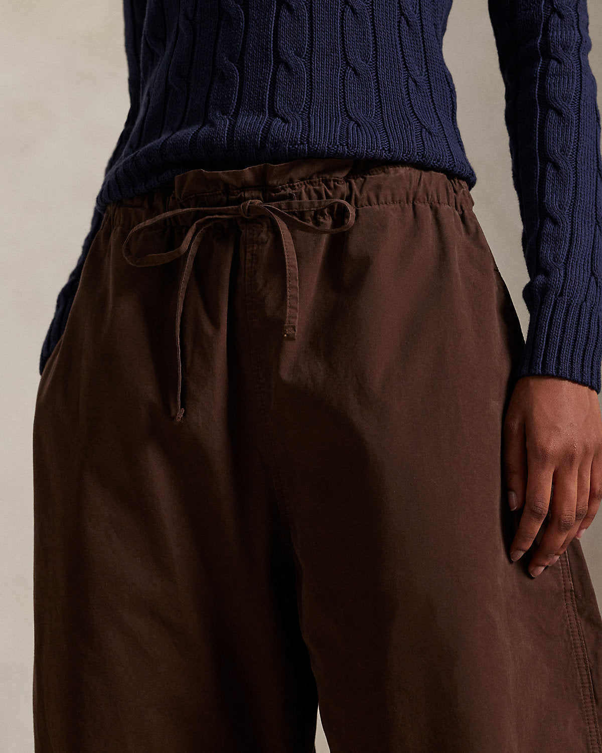 Ralph Lauren Cotton Curved Tapered Drawstring Pant