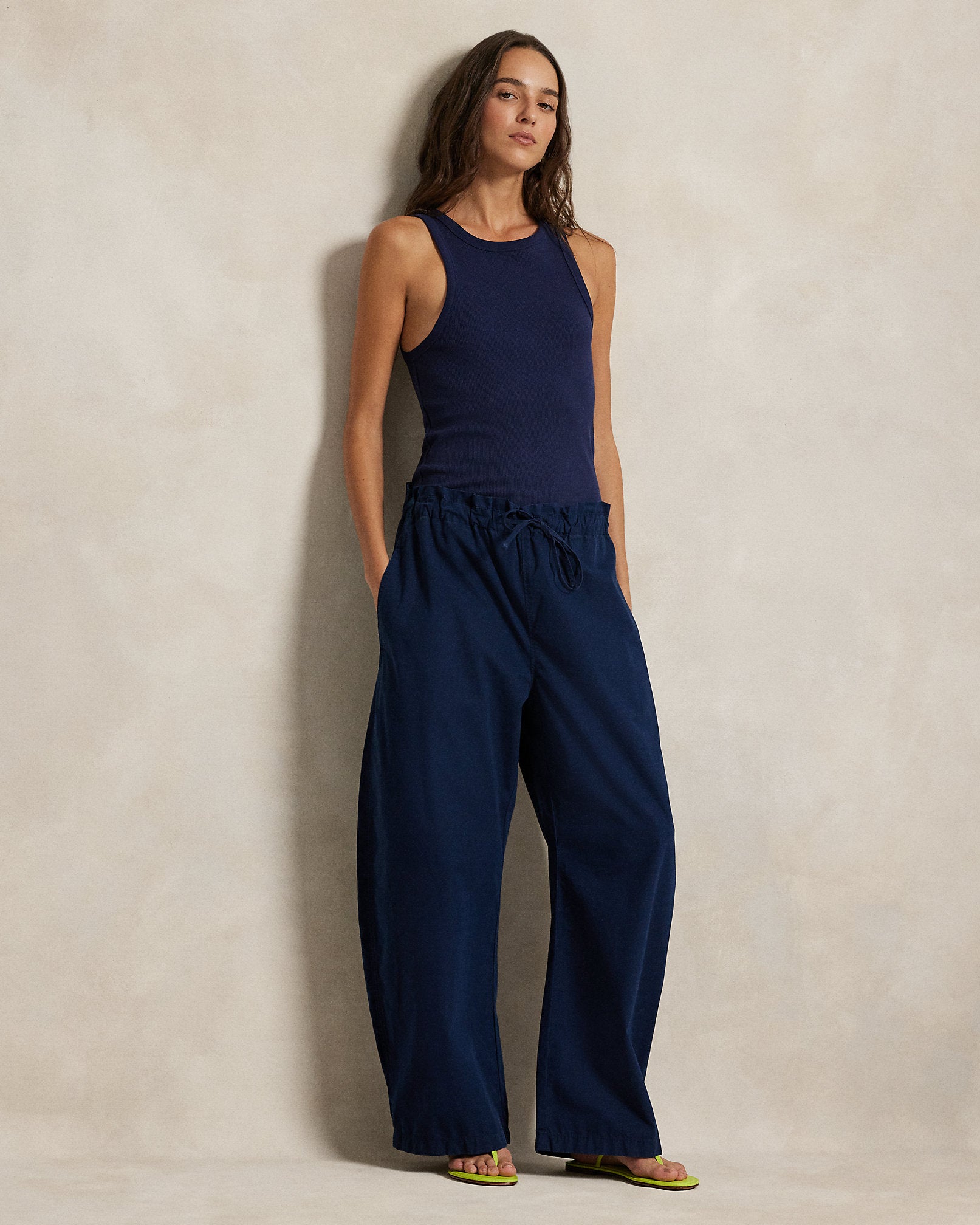 Ralph Lauren Cotton Curved Tapered Drawstring Pant