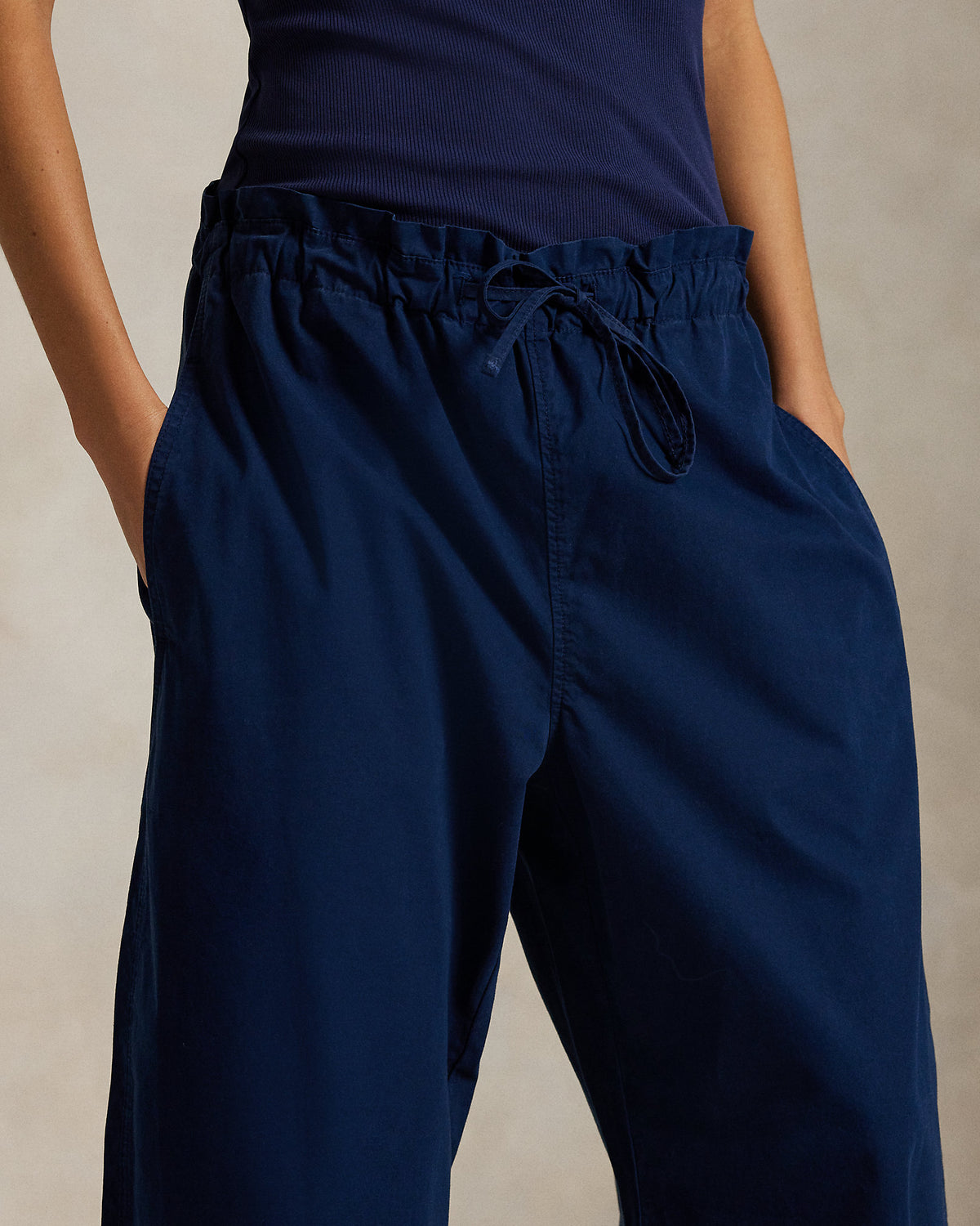 Ralph Lauren Cotton Curved Tapered Drawstring Pant