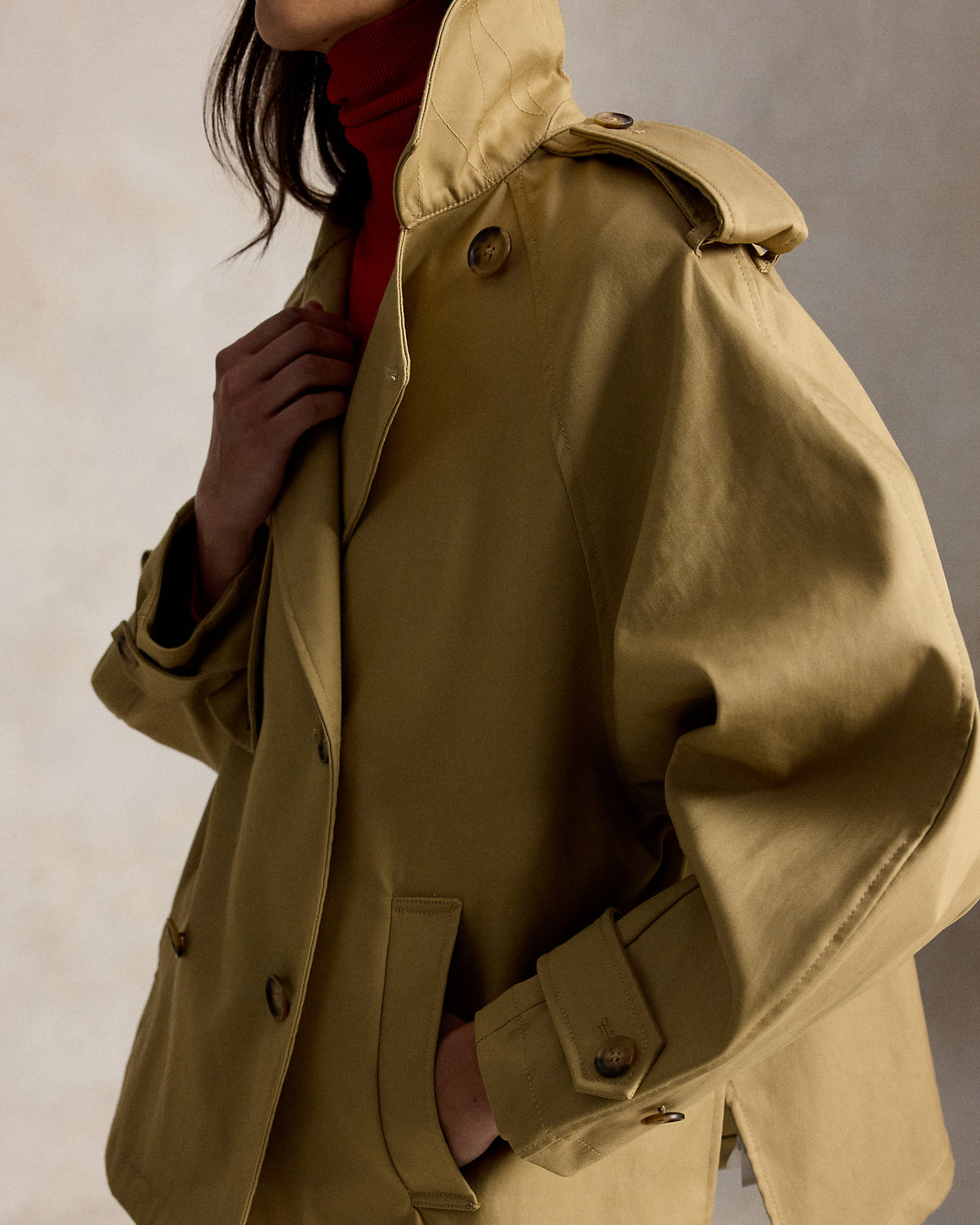 Ralph Lauren Cotton Twill Balloon Trench Coat